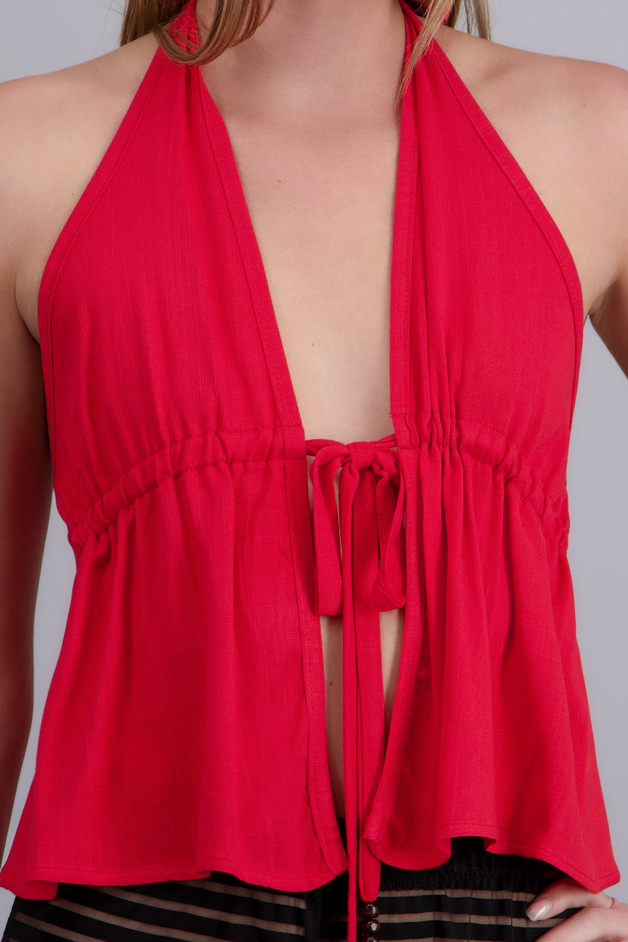 Top halter cuentas ROJO