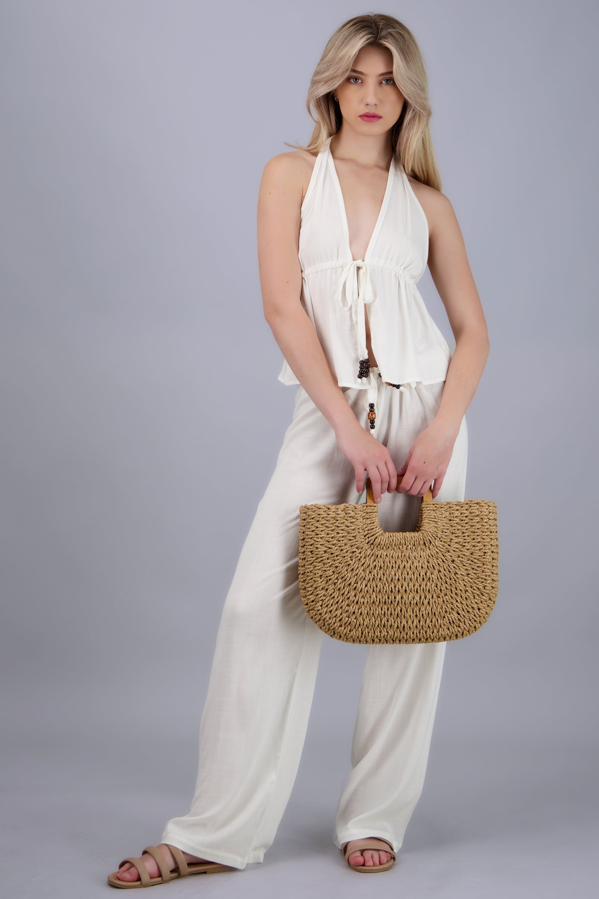 Pantalon ligero cuentas BLANCO