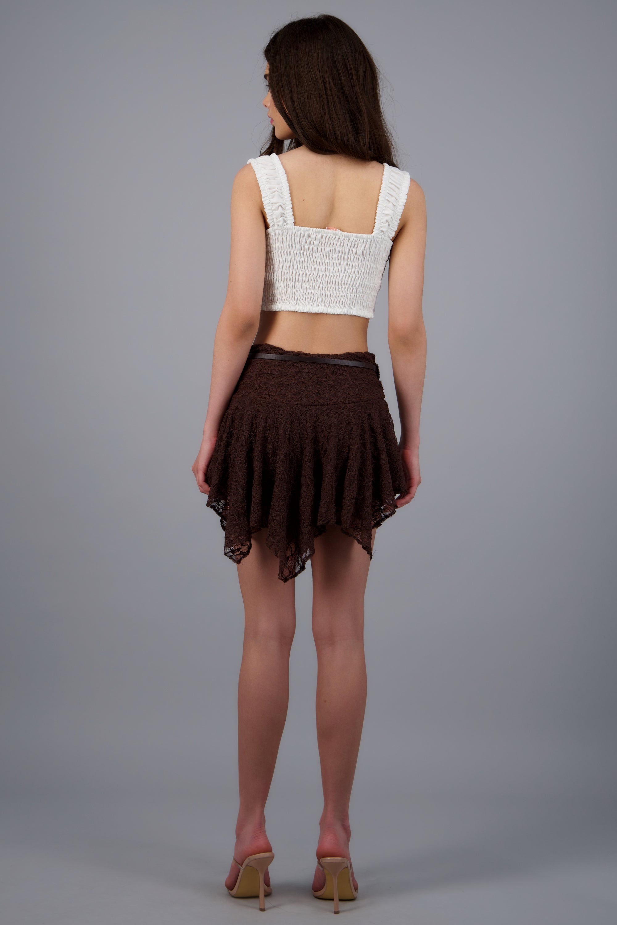 Falda mini asimétrica CHOCOLATE