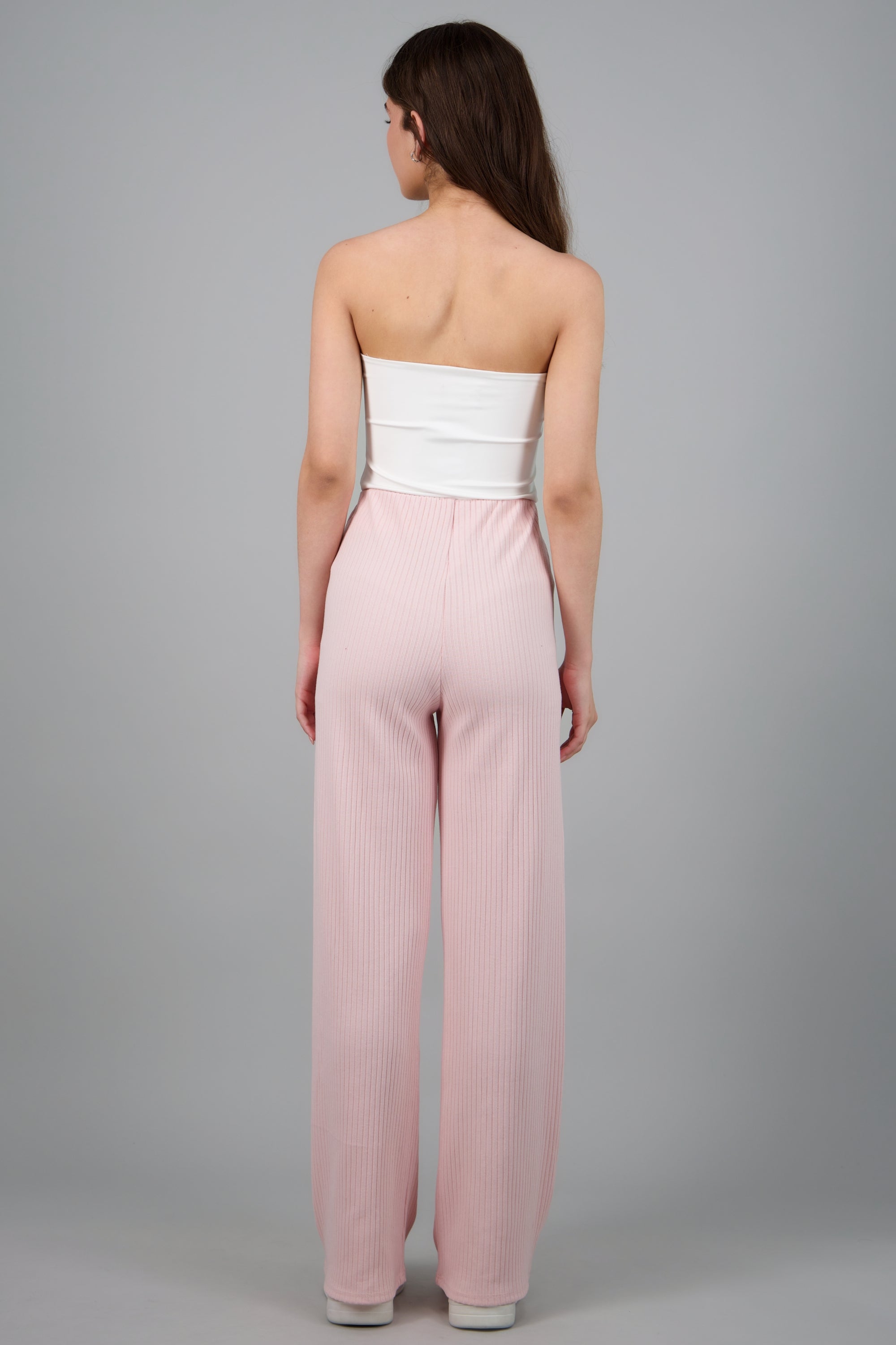 pantalon rib tacto suave liso ROSA PASTEL