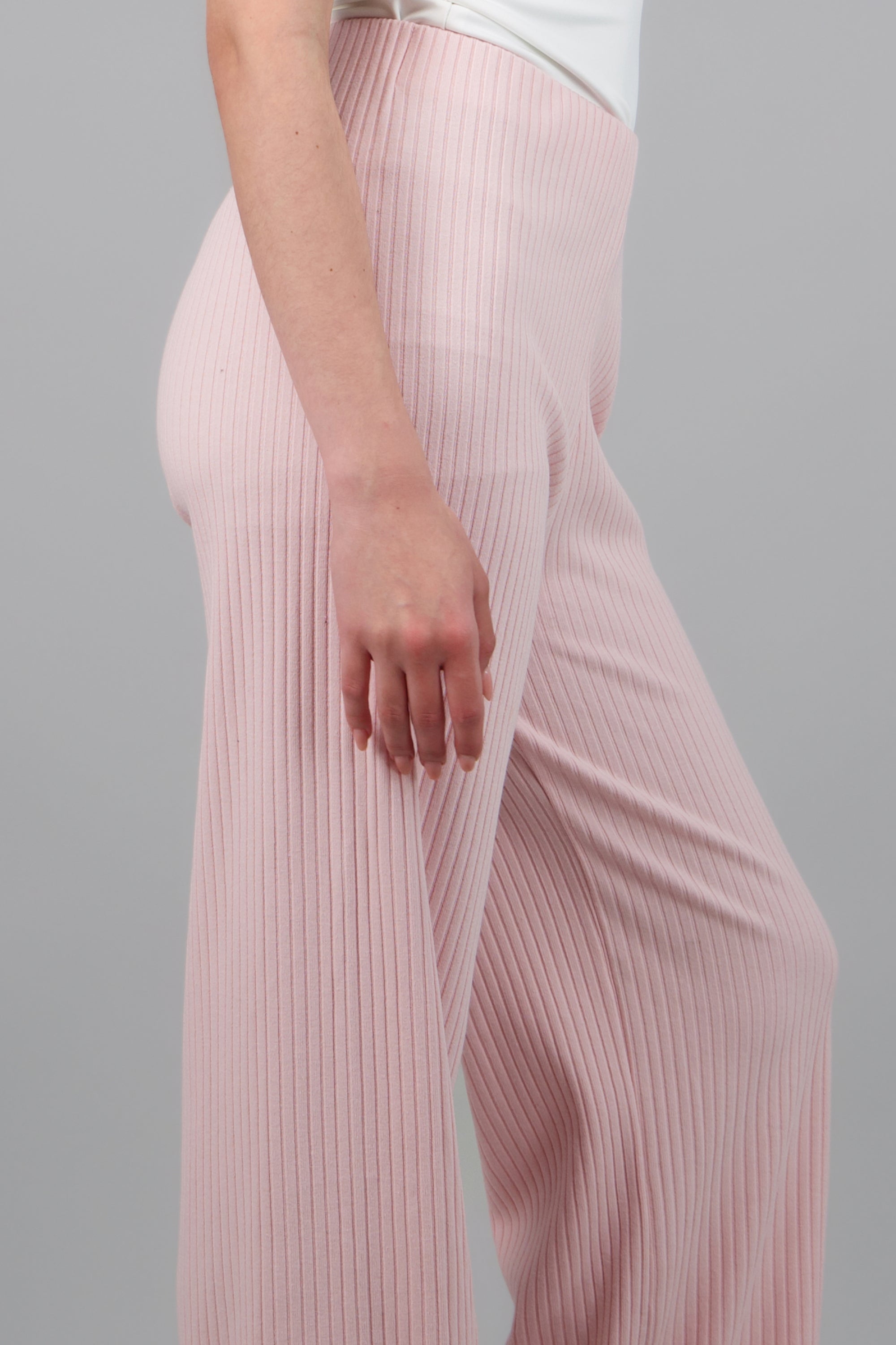 pantalon rib tacto suave liso ROSA PASTEL