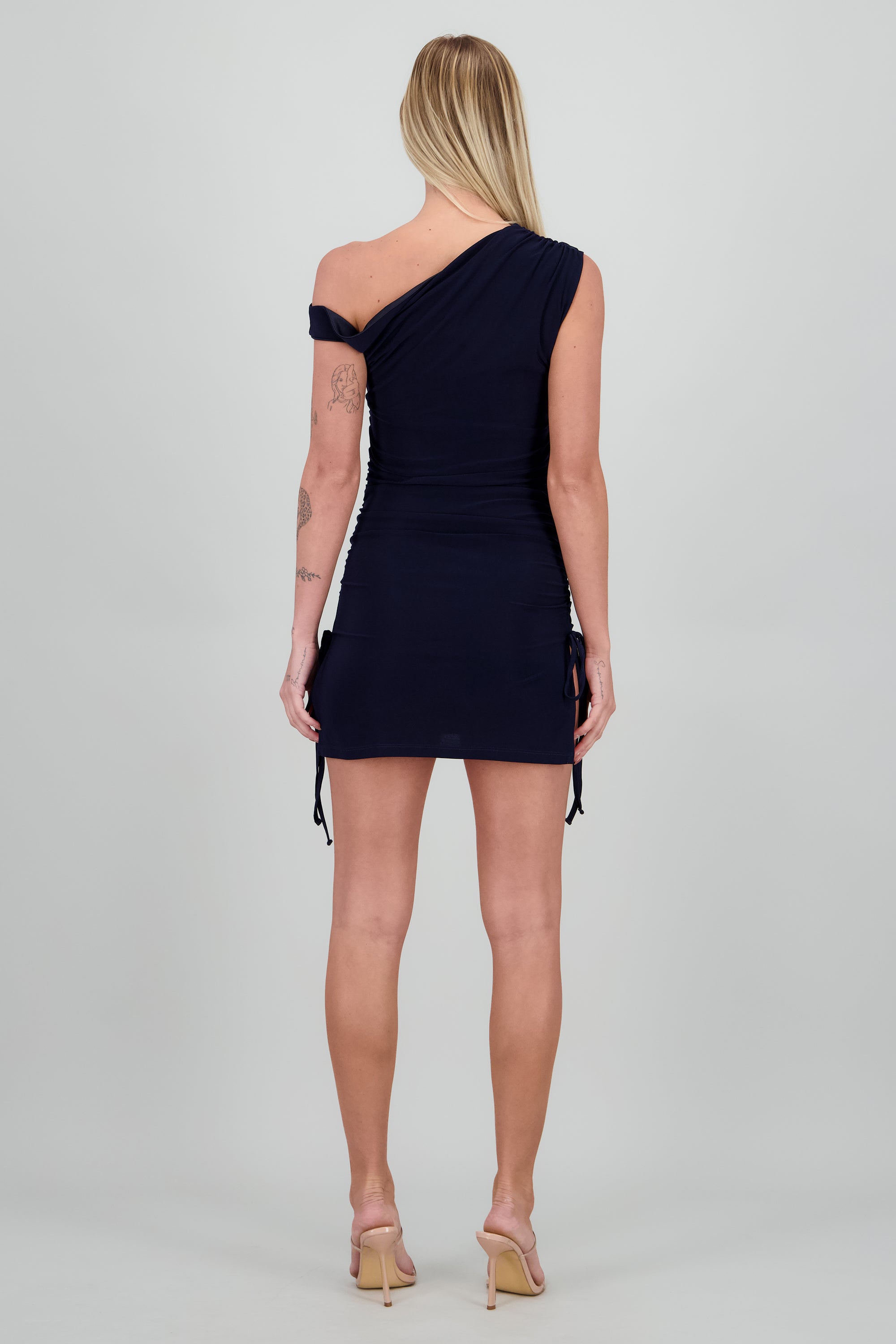 Vestido mini tirante asimetrico mesh MARINO