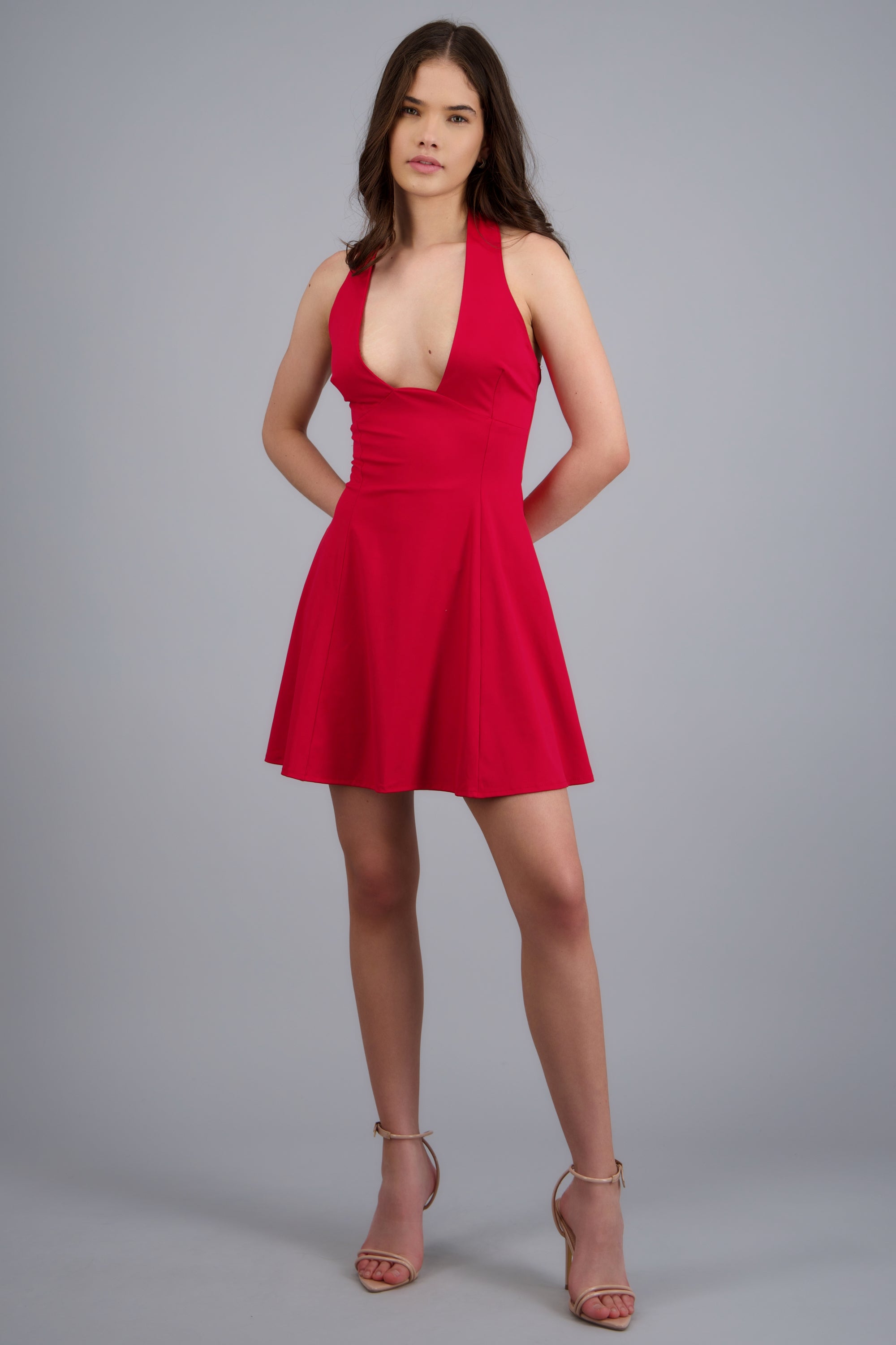 Vestido mini halter ROJO
