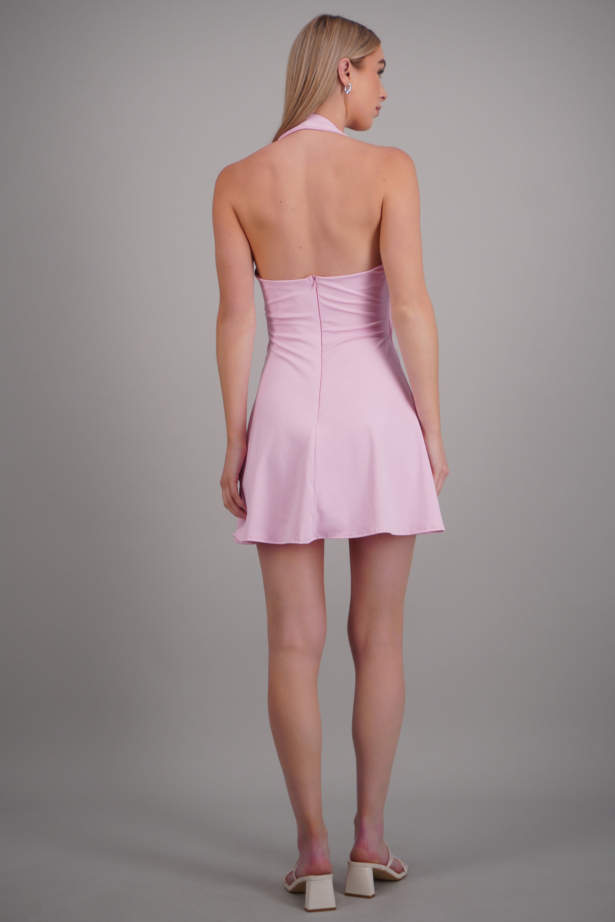 Vestido mini halter ROSA PASTEL