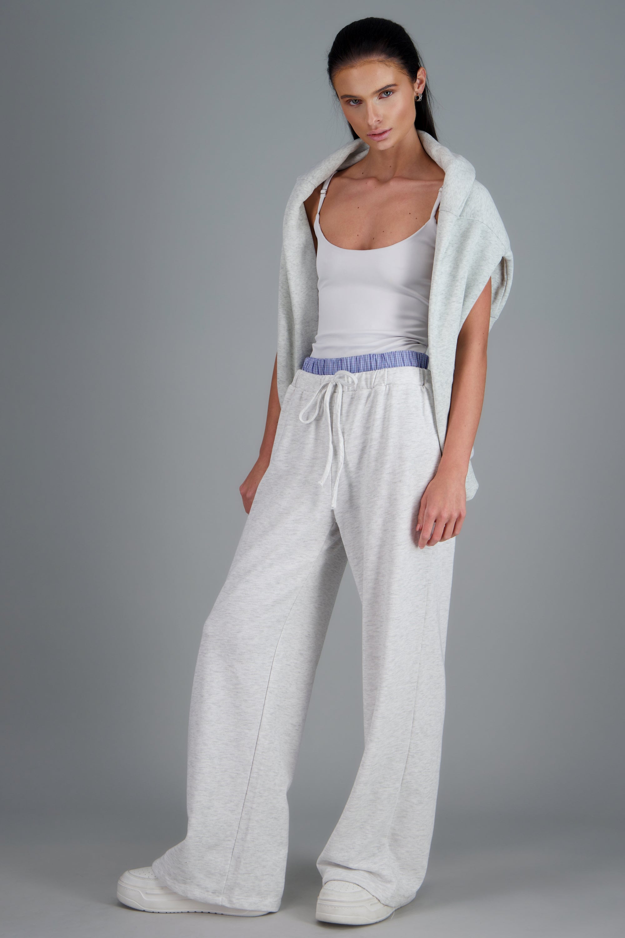 Pants tacto suave doble pretina GRIS COMBO