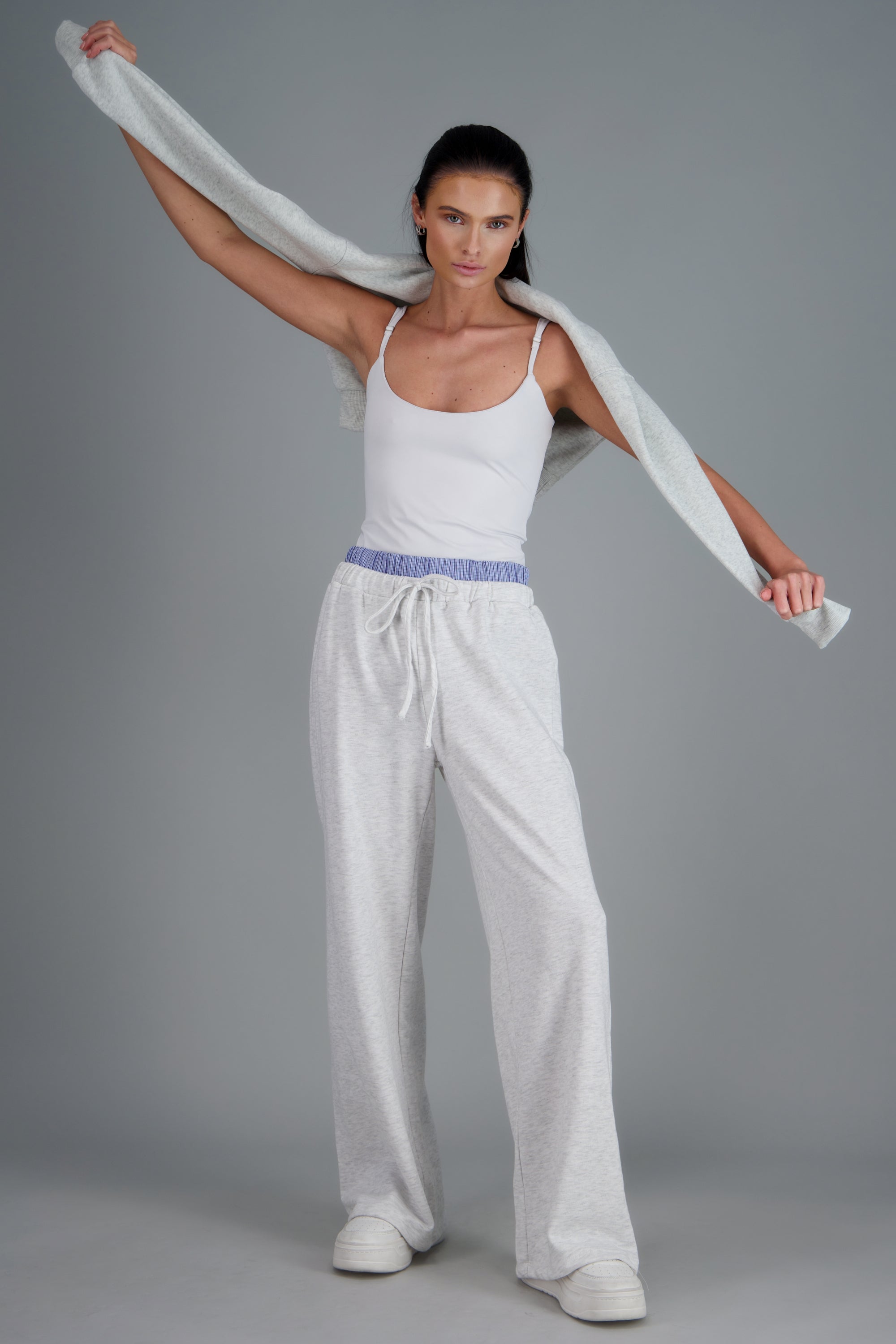 Pants tacto suave doble pretina GRIS COMBO