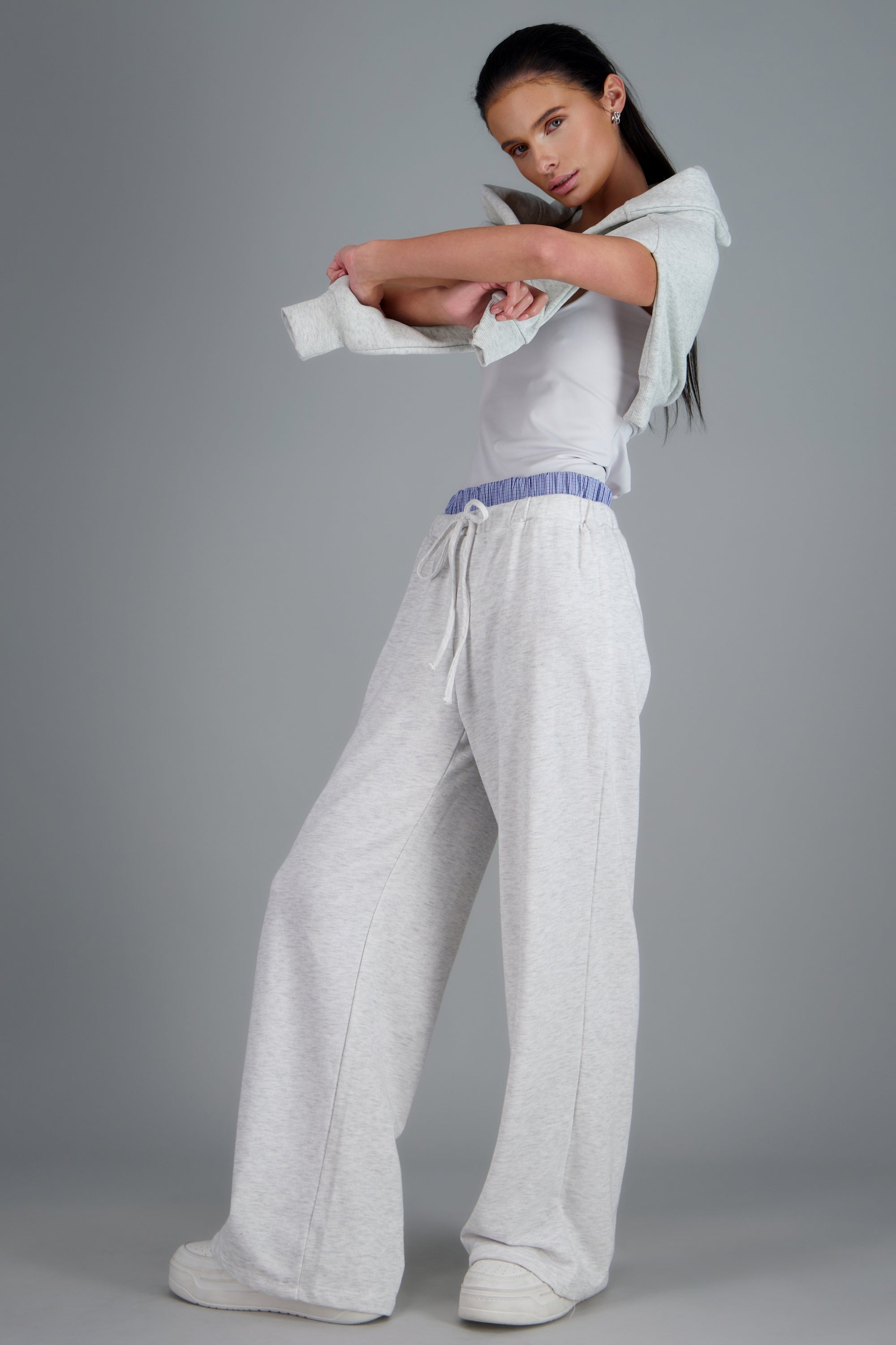 Pants tacto suave doble pretina GRIS COMBO