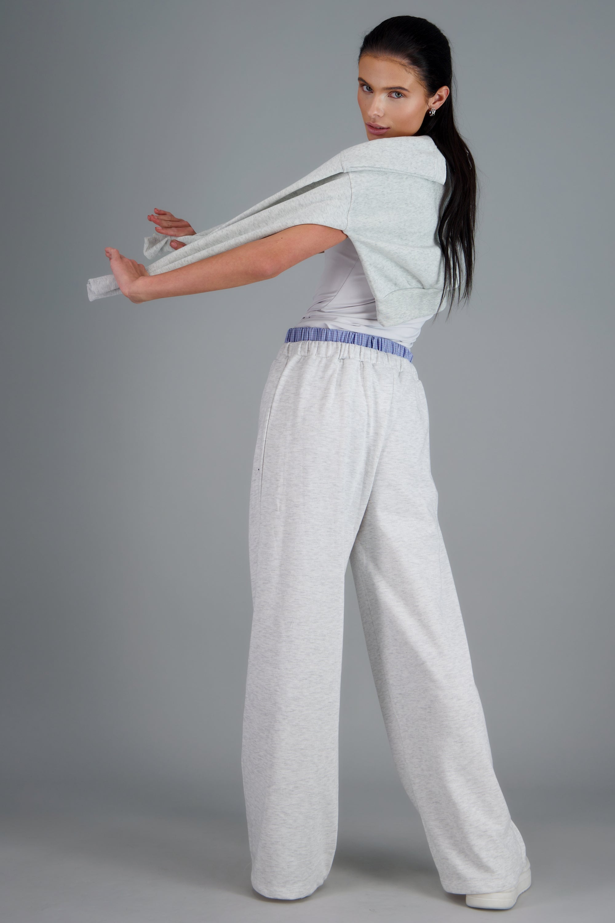 Pants tacto suave doble pretina GRIS COMBO