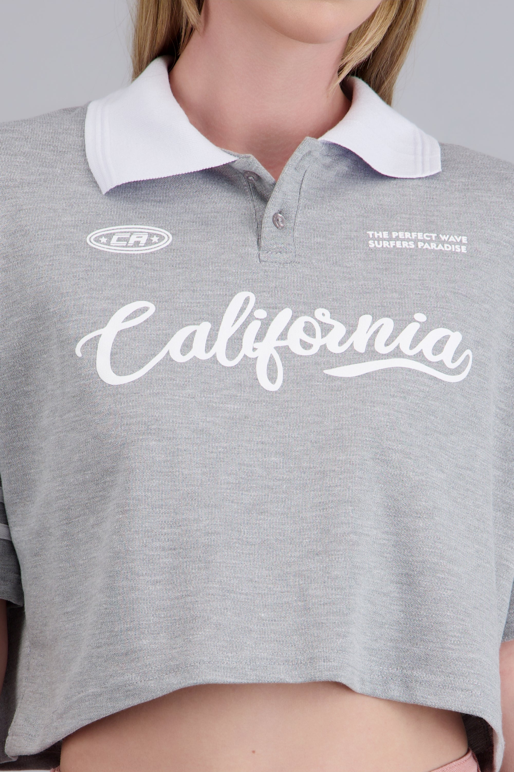 Polo boxy contraste California GRIS COMBO