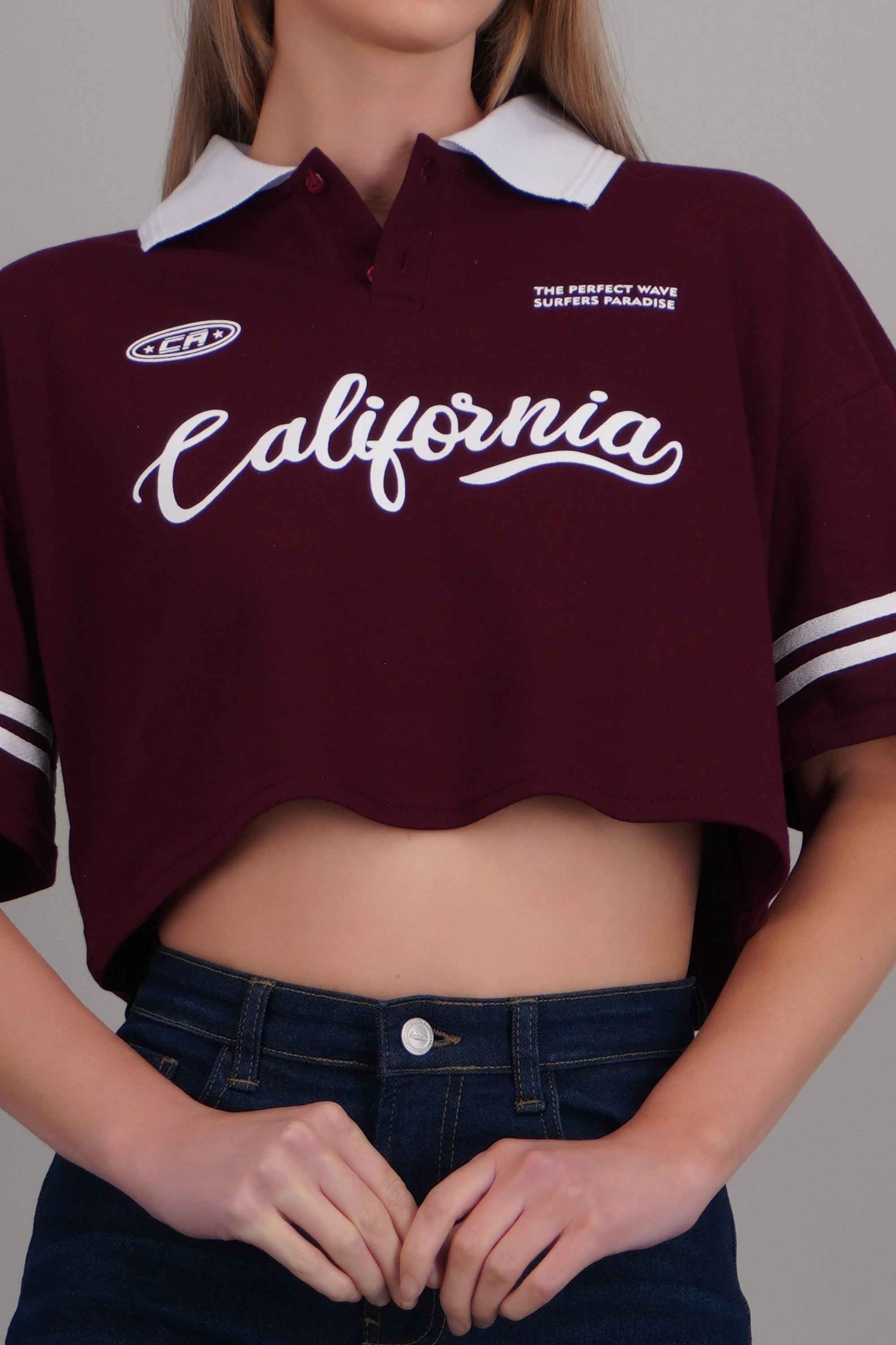 Polo boxy contraste California VINO
