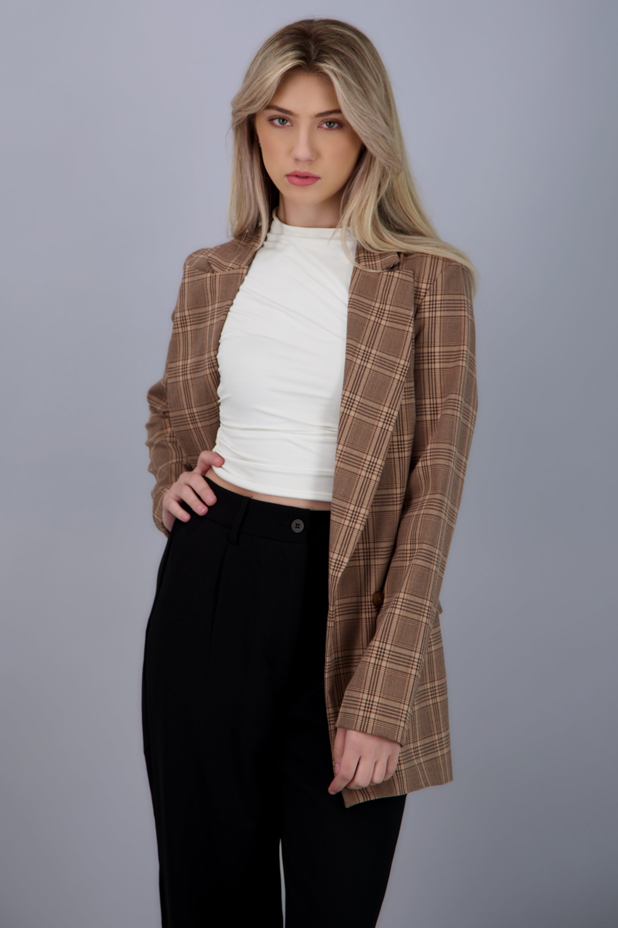 Saco oversize estampado cuadros CAFE COMBO