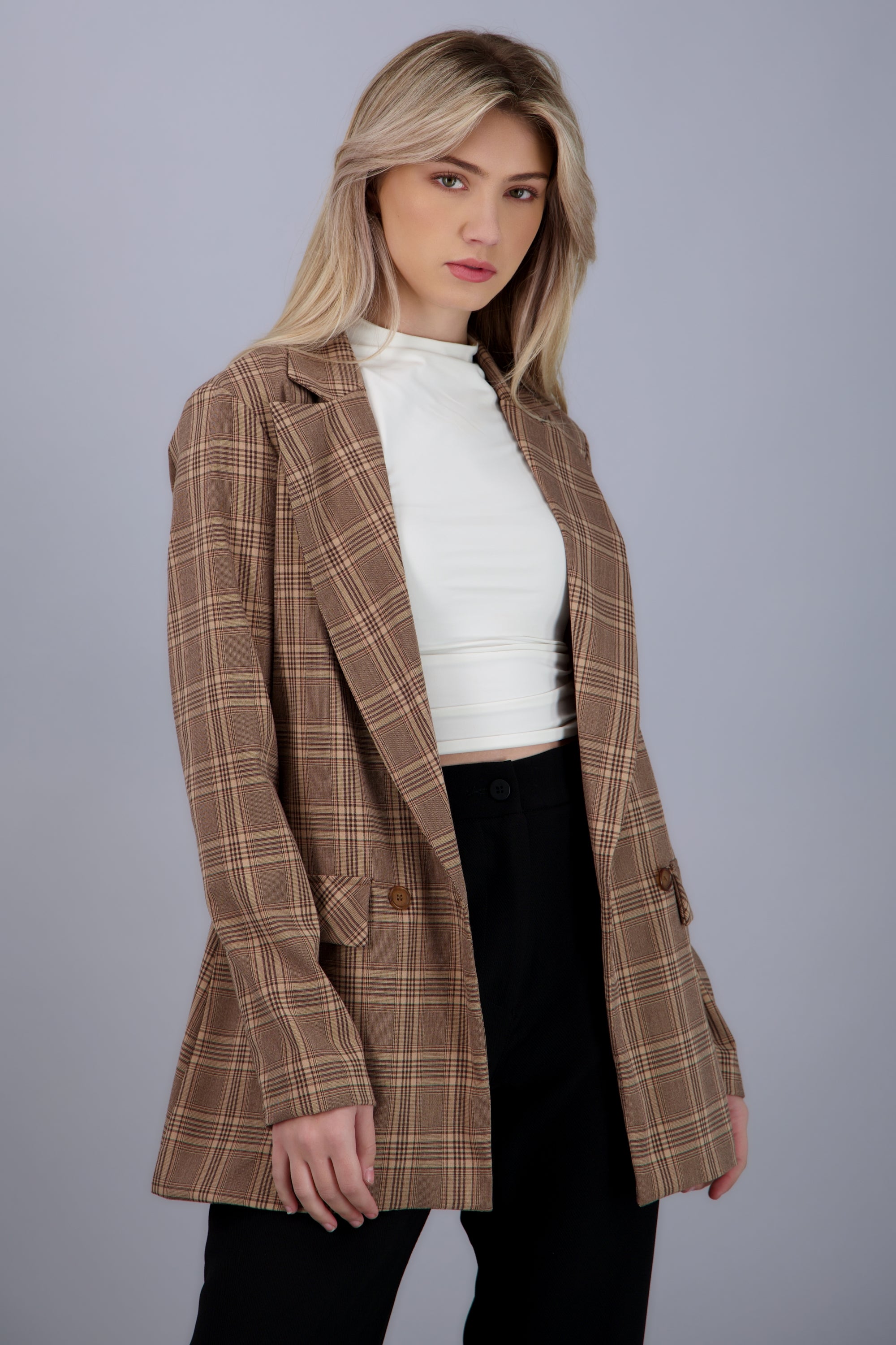 Saco oversize estampado cuadros CAFE COMBO