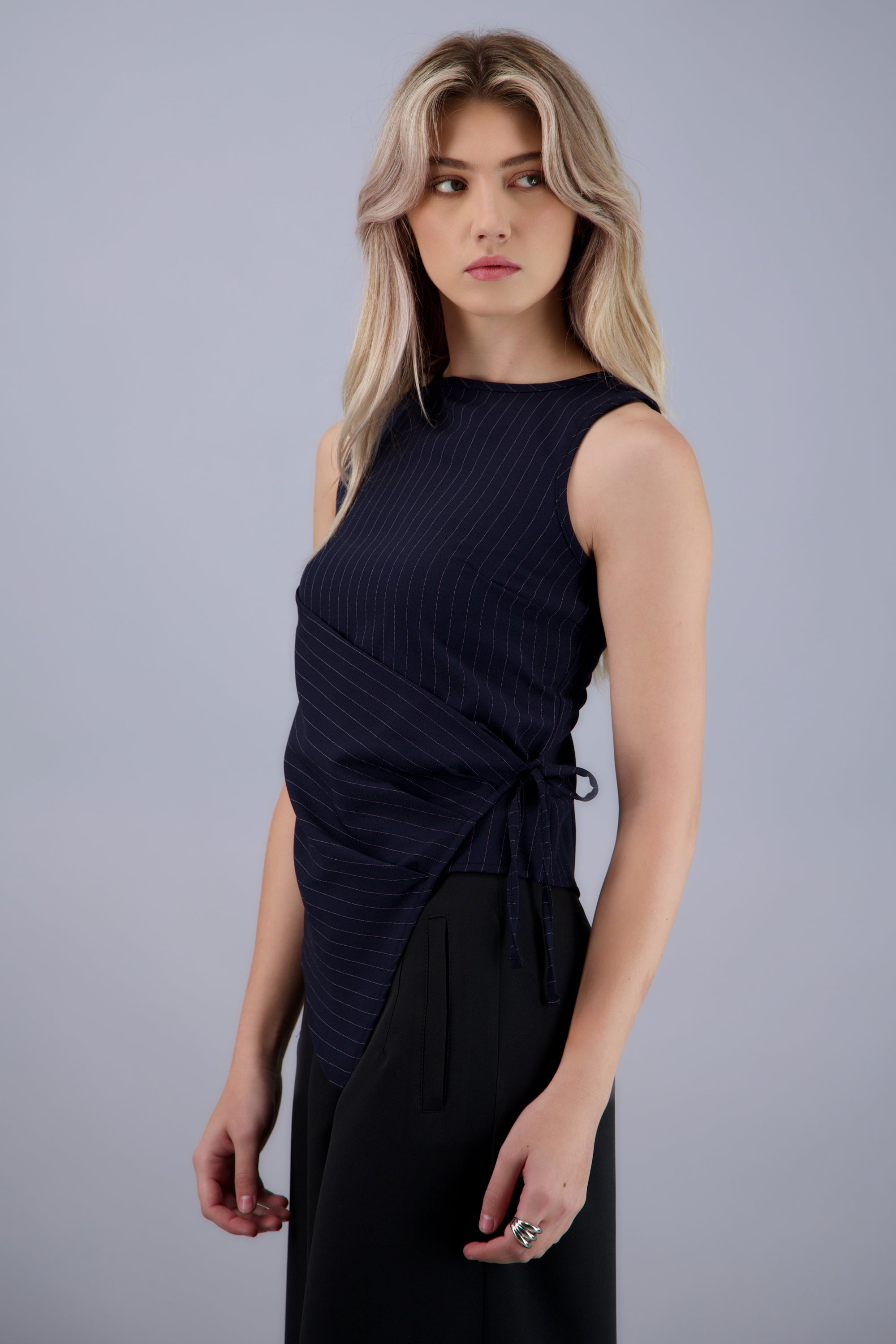 Top de rayas sin mangas con cruce MARINO COMBO