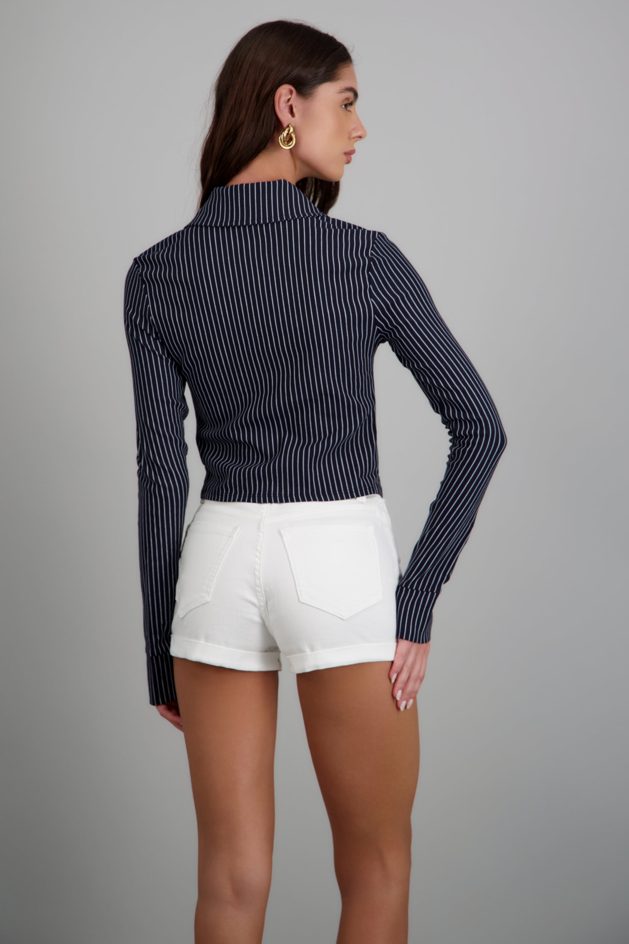 Blusa de rayas manga larga detalle cierre MARINO COMBO