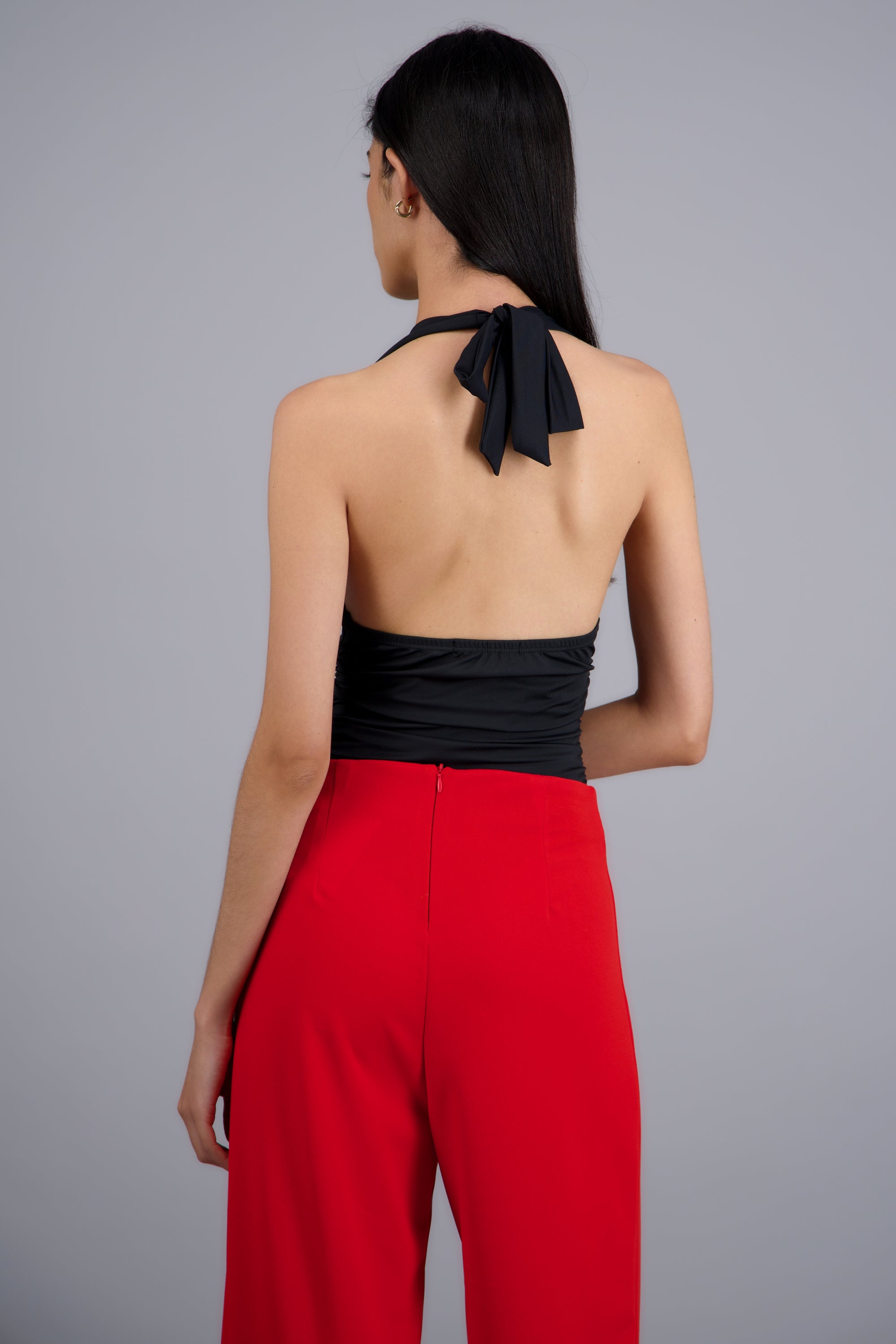 Bodysuit halter drepado en costados NEGRO
