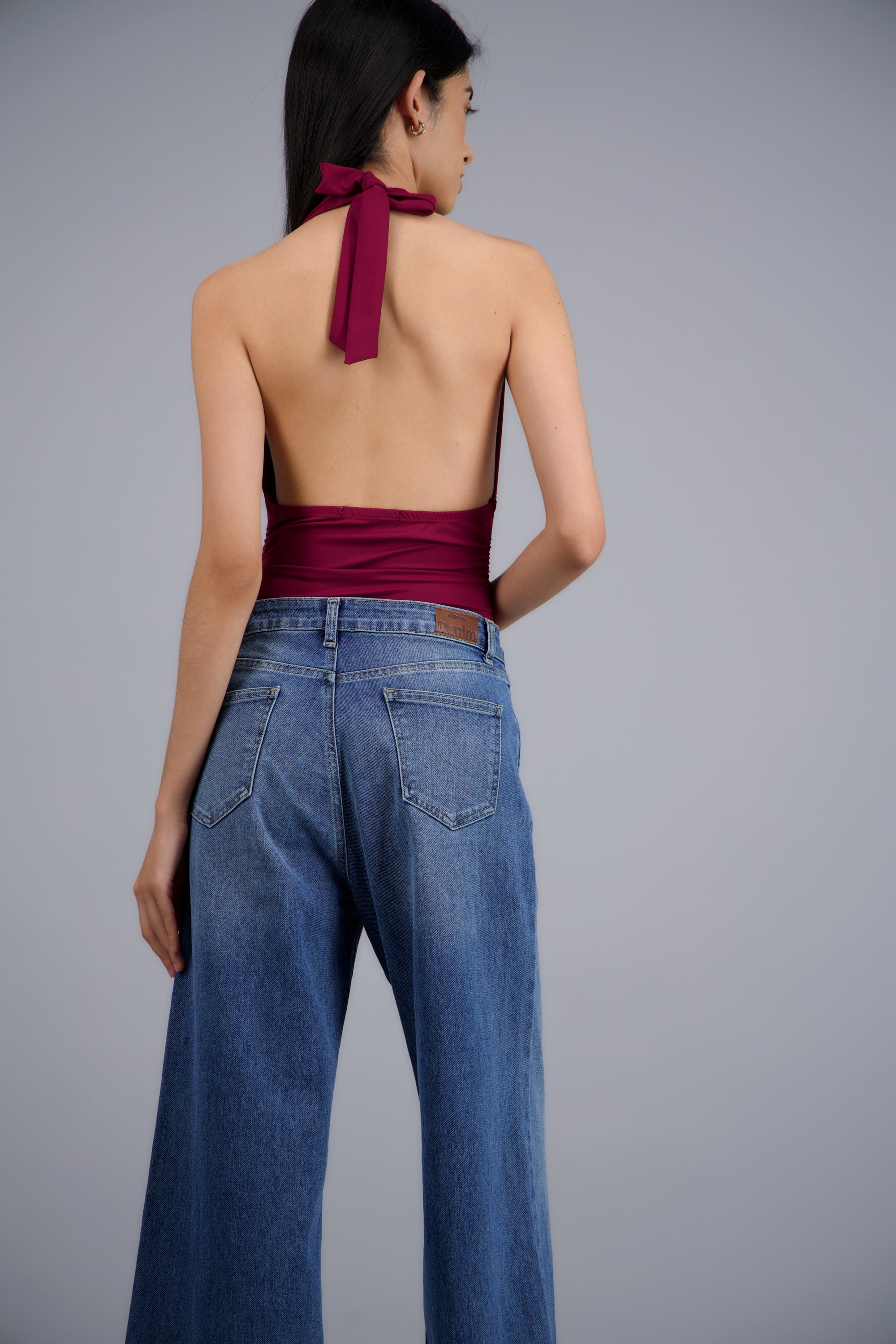Bodysuit halter drepado en costados VINO