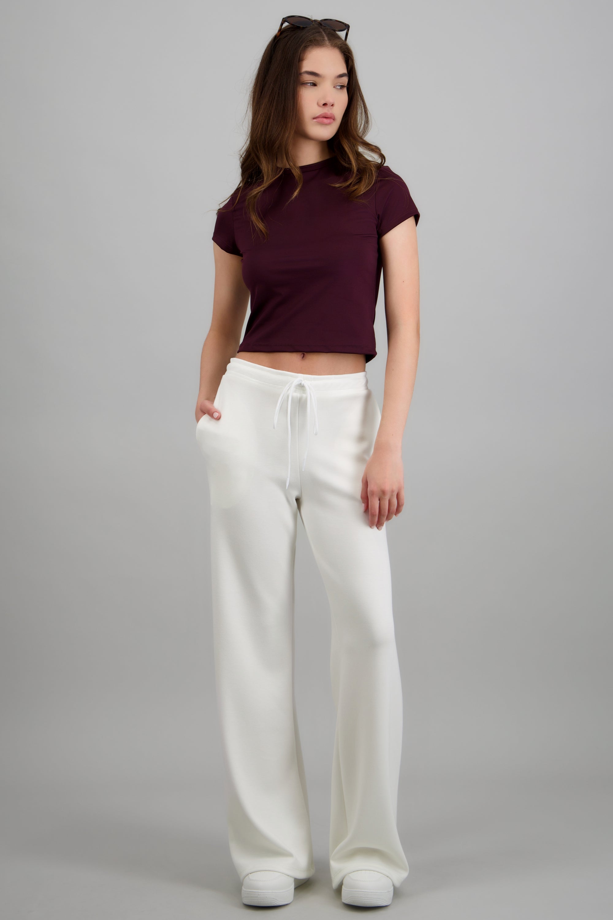 Pants deportivo tacto suave con modal BLANCO