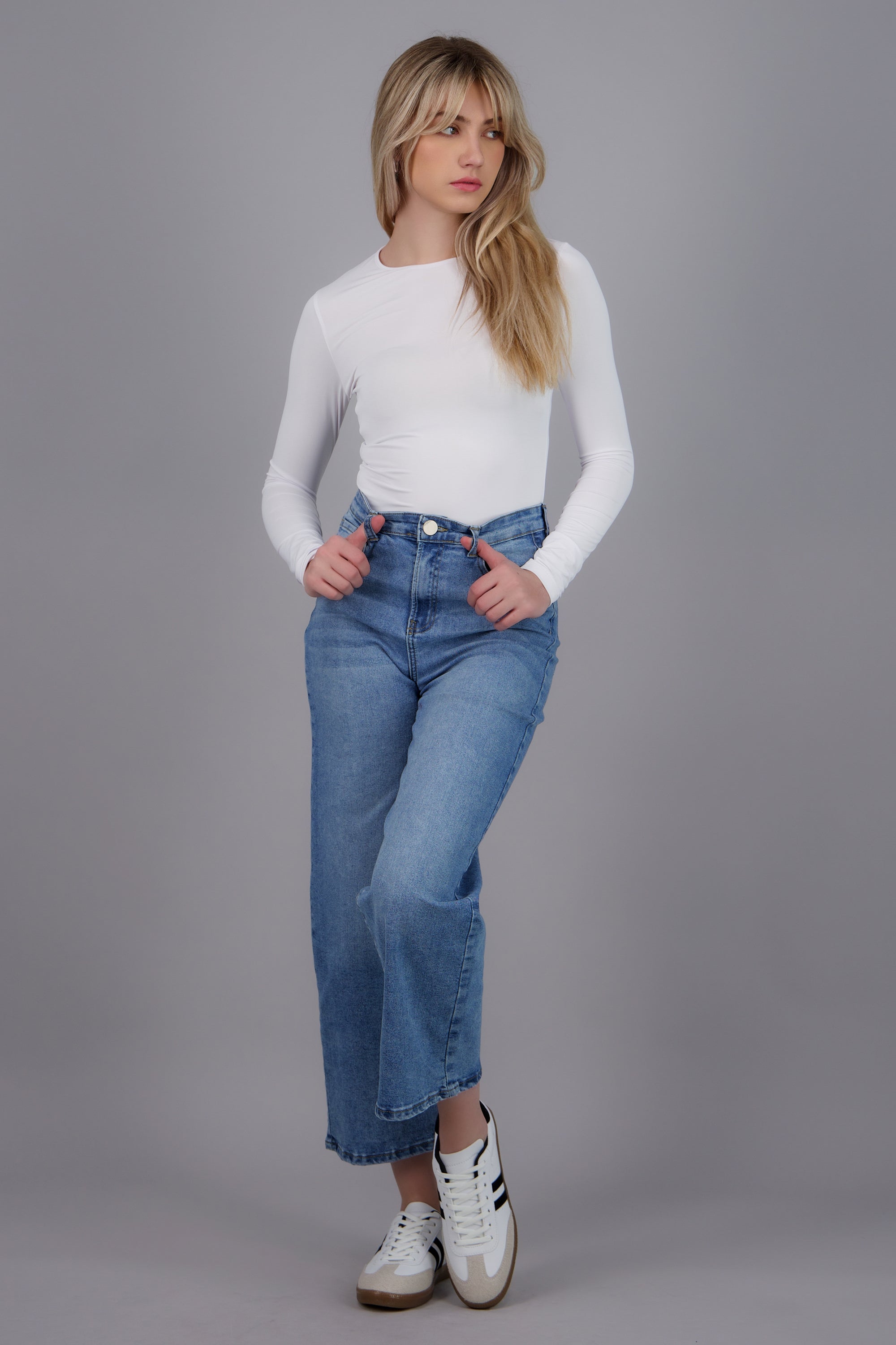 Jeans culotte amplio LIGHT WASH