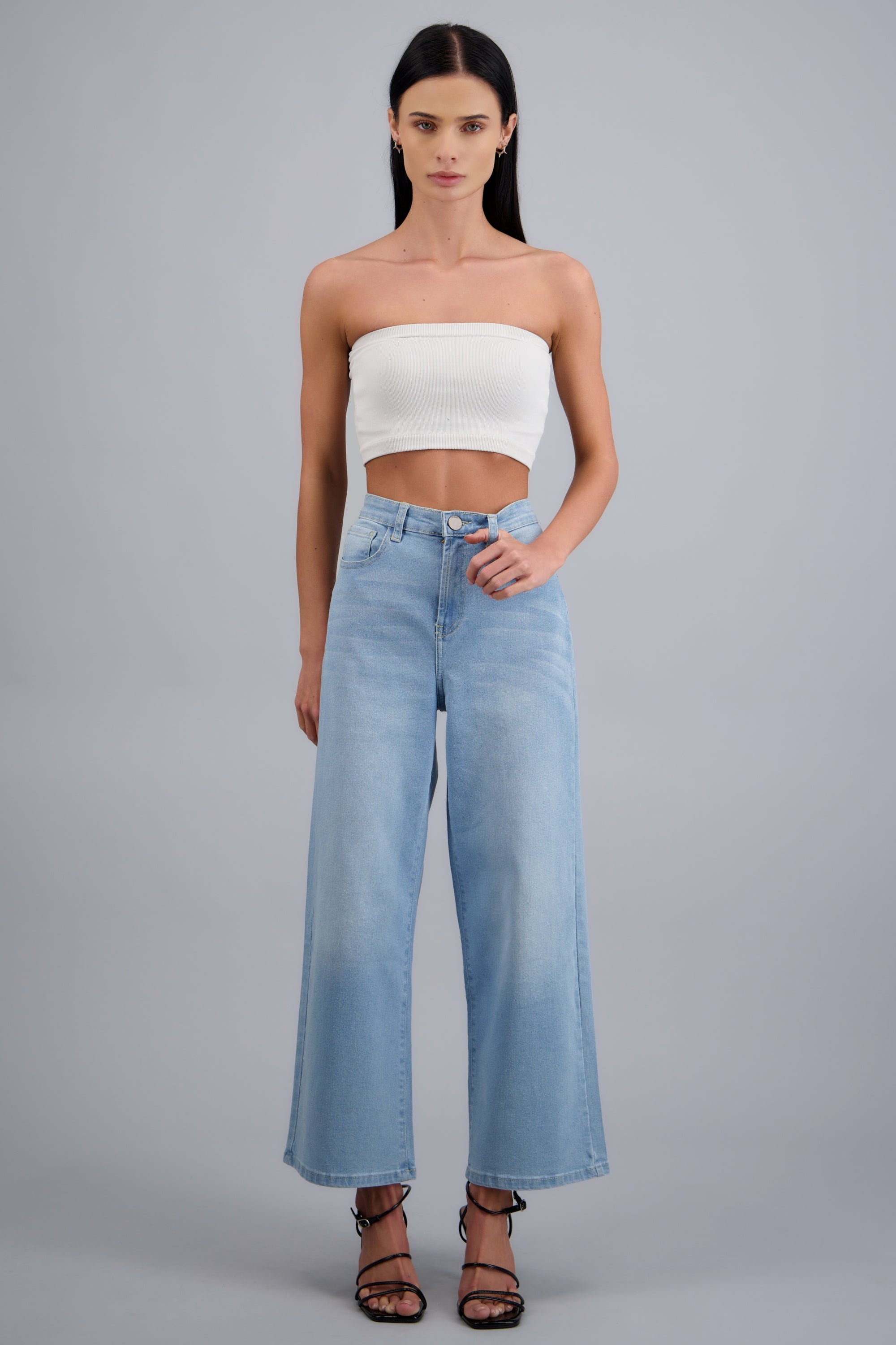Jeans cropped amplio BLEACHED