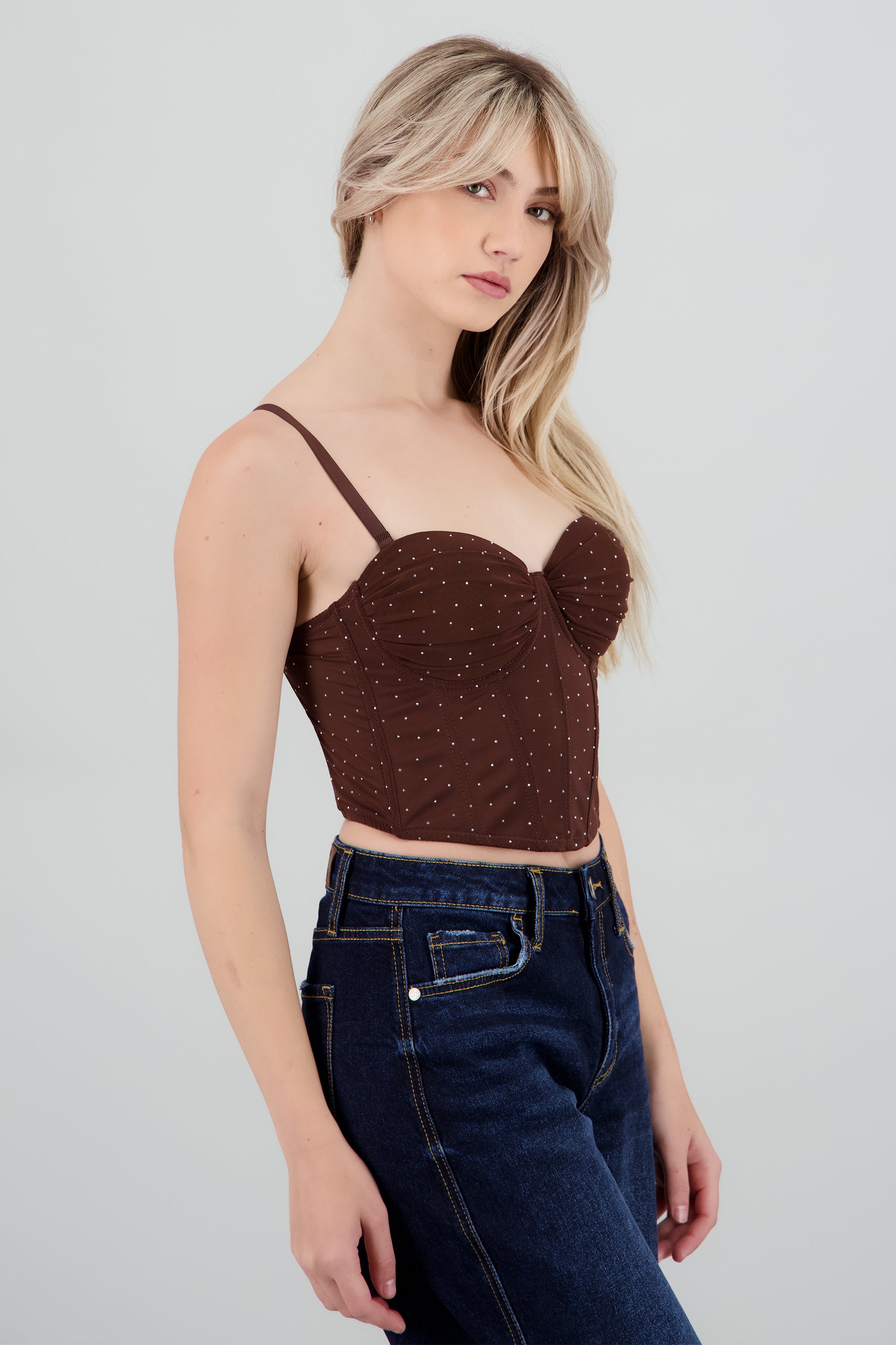 Corset de mesh con brillos CAFE