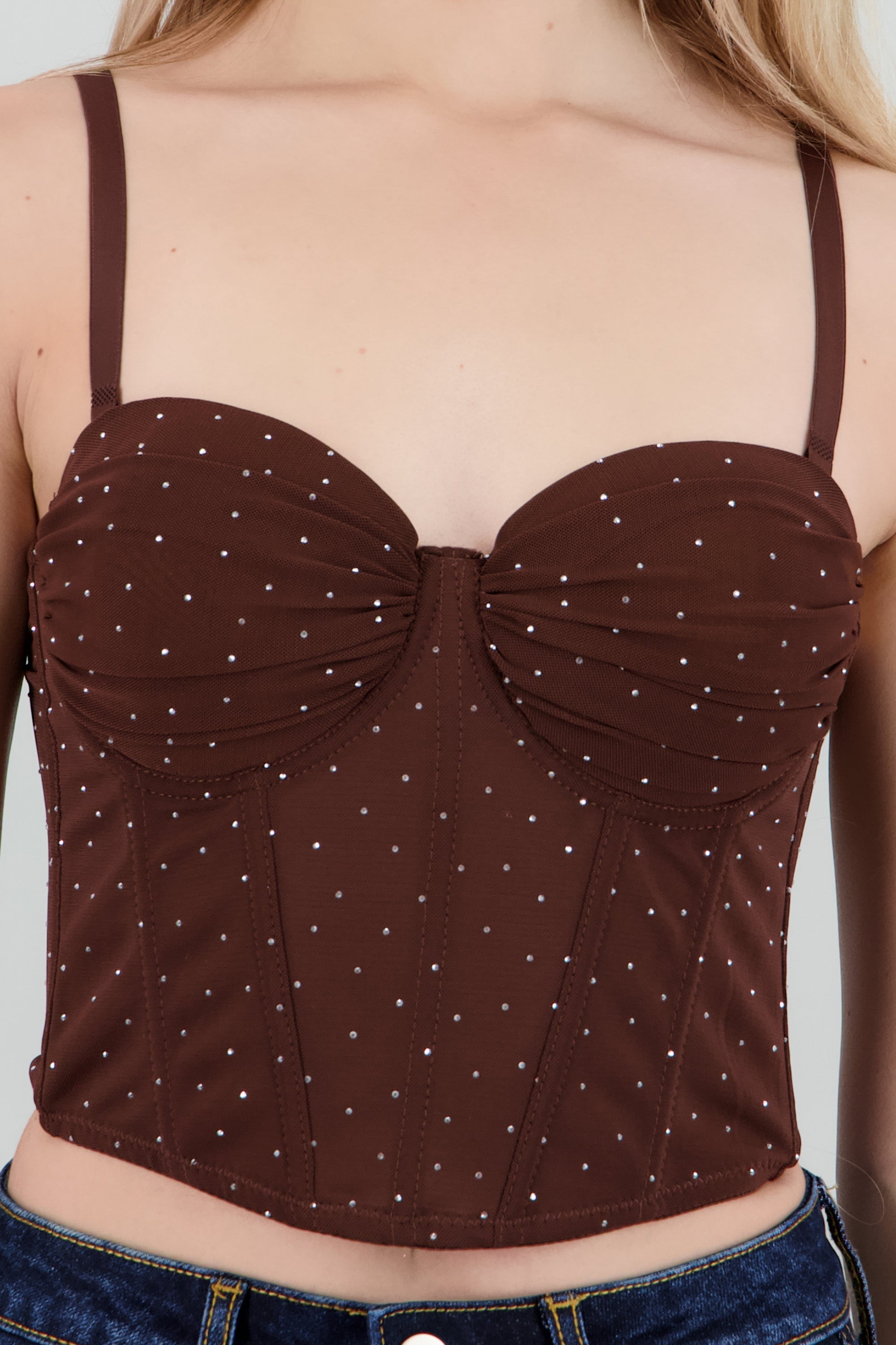 Corset de mesh con brillos CAFE