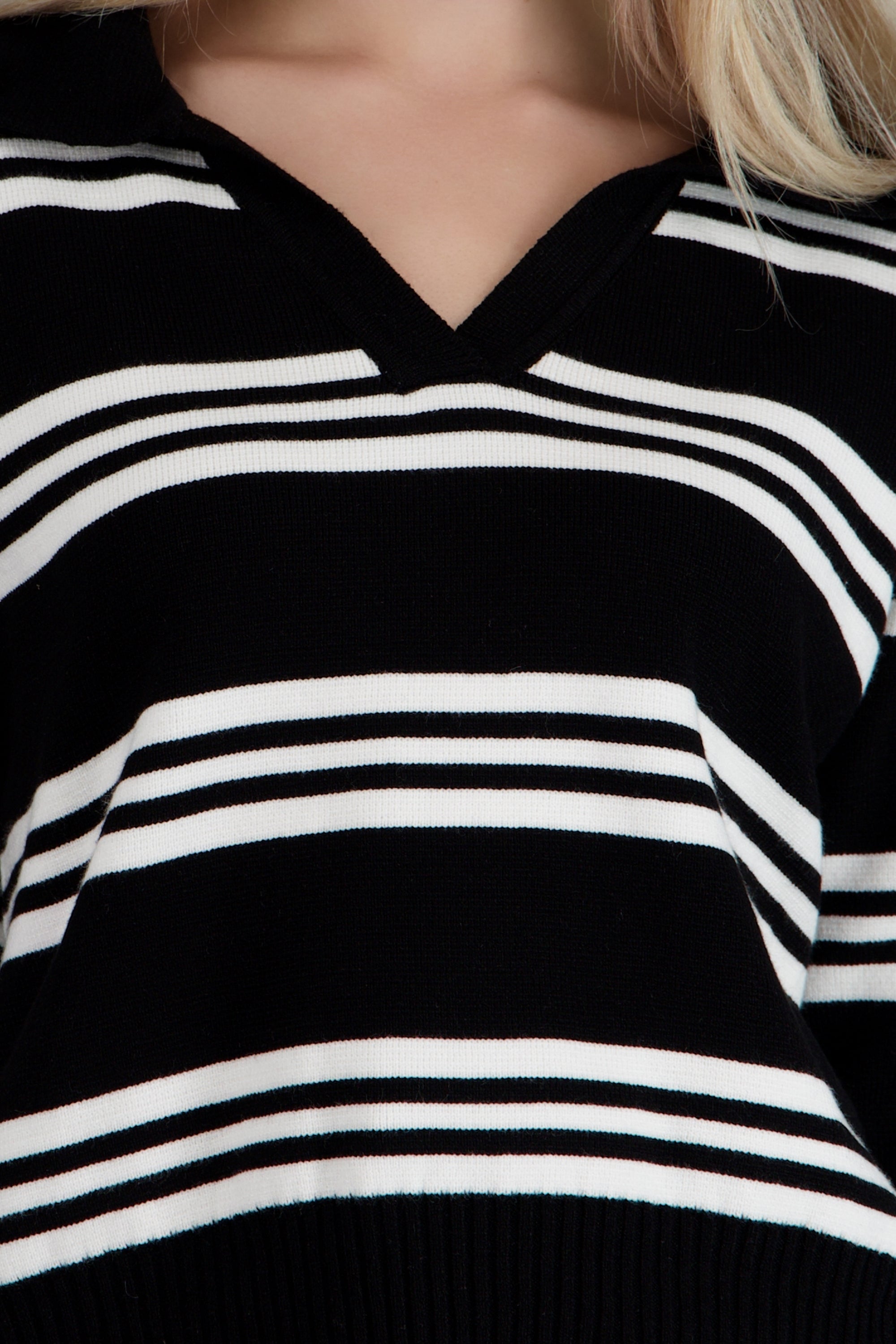 top polo rayas manga larga NEGRO COMBO