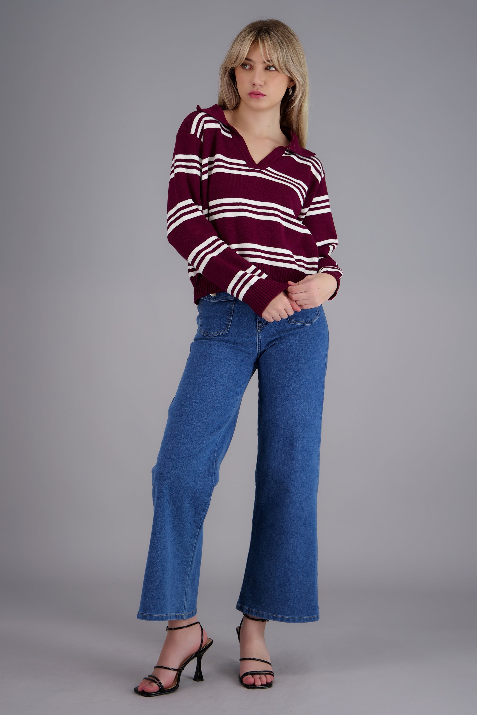 top polo rayas manga larga VINO COMBO