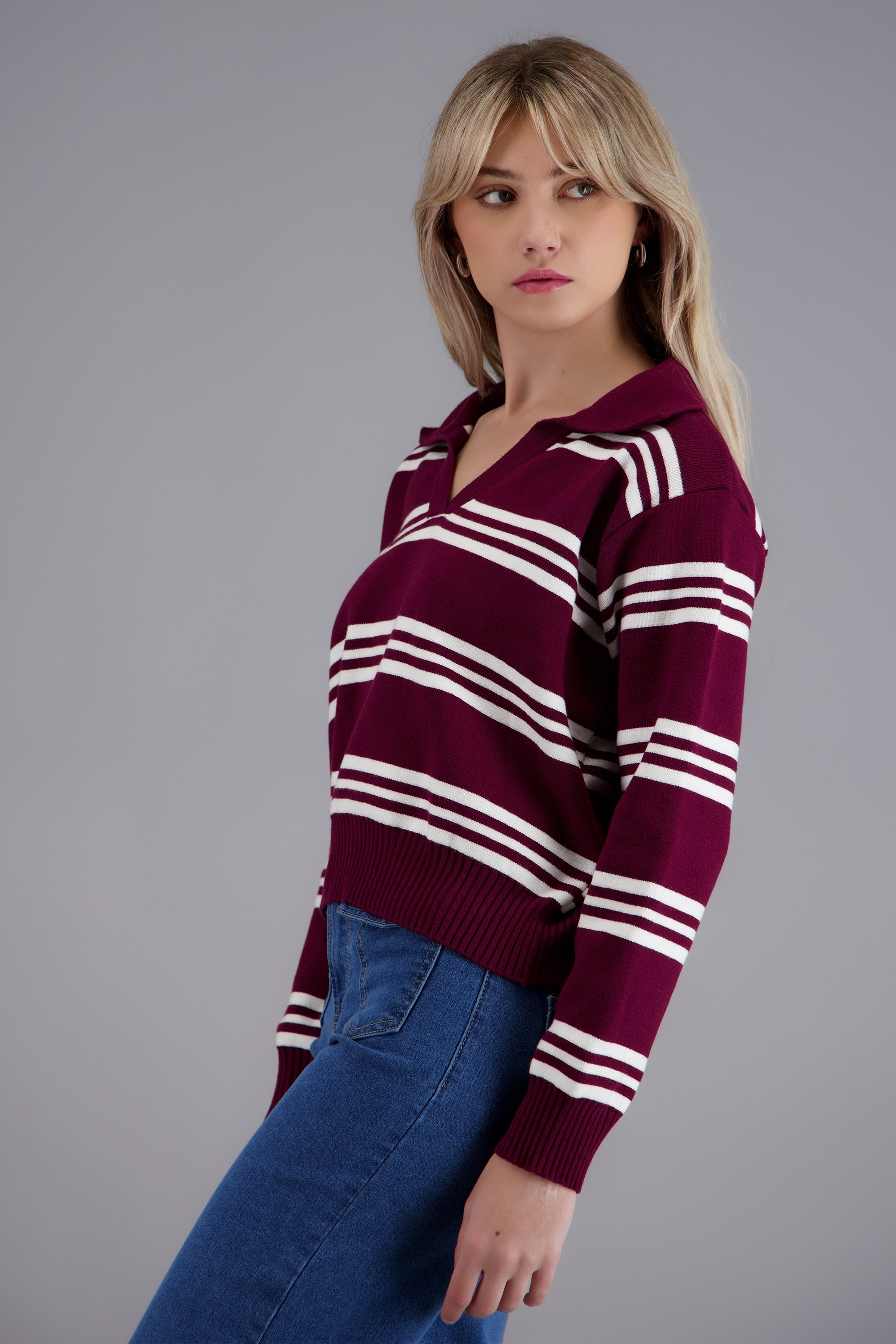 top polo rayas manga larga VINO COMBO