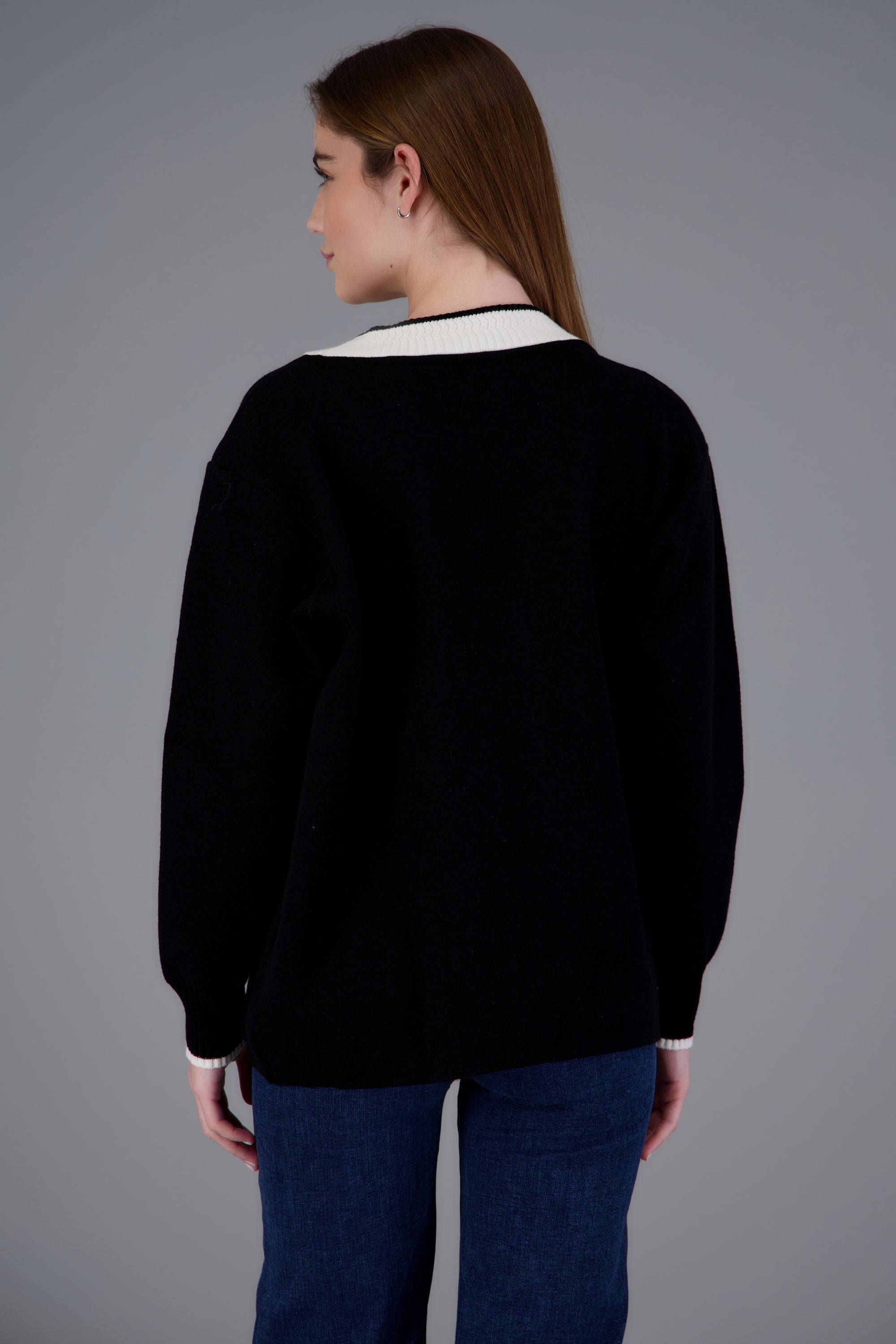 cardigan contraste detalle botones NEGRO COMBO