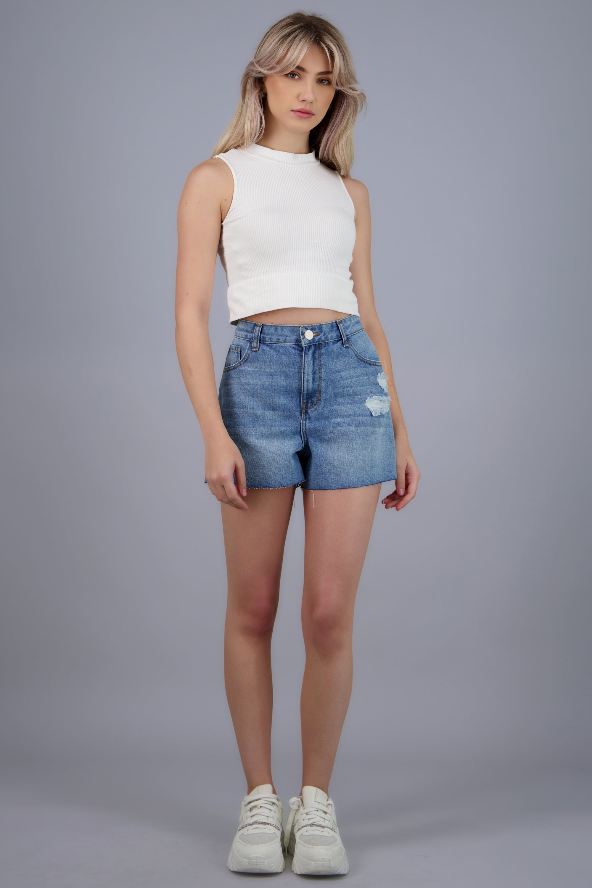 Denim shorts mini destrucción LIGHT WASH