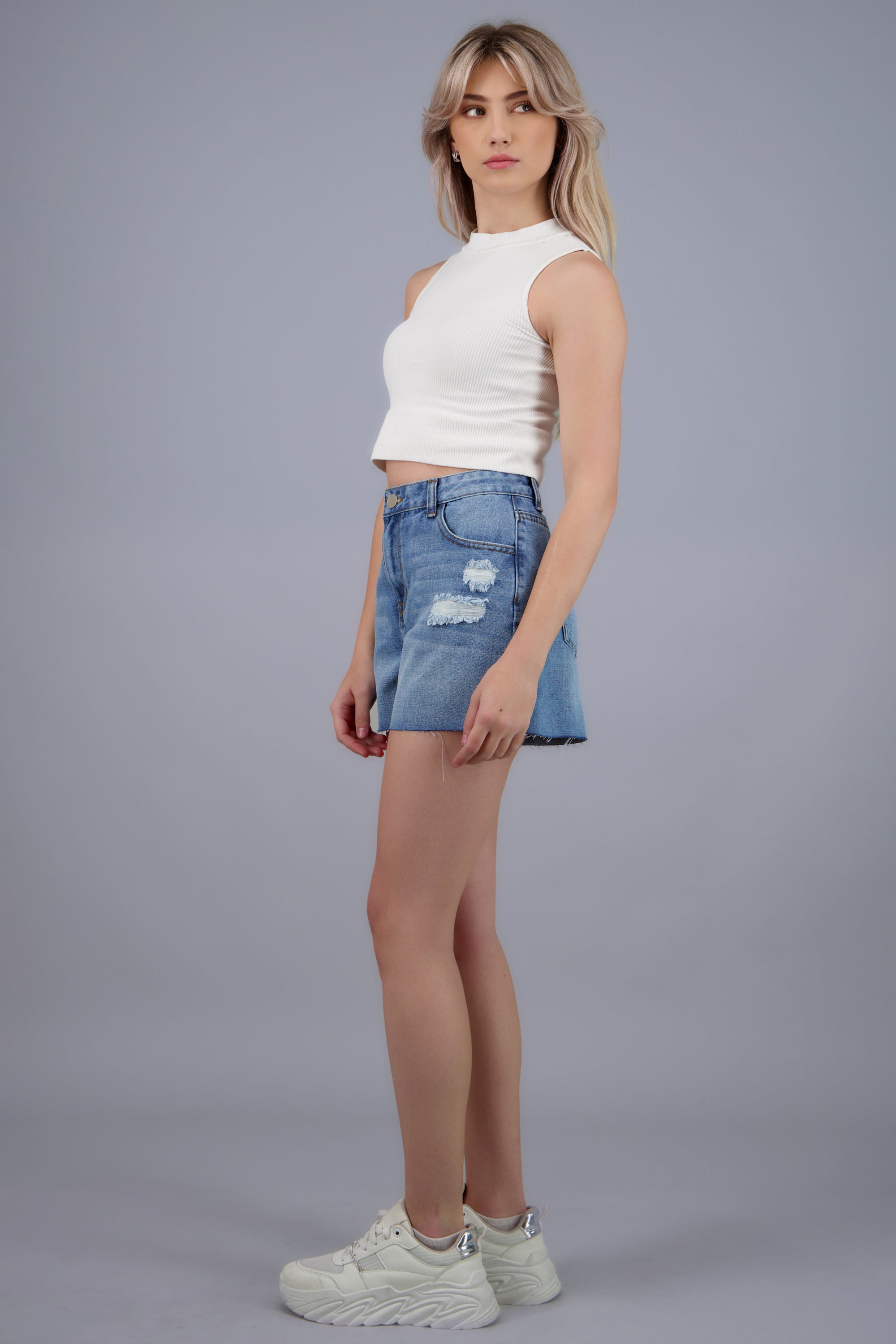 Denim shorts mini destrucción LIGHT WASH