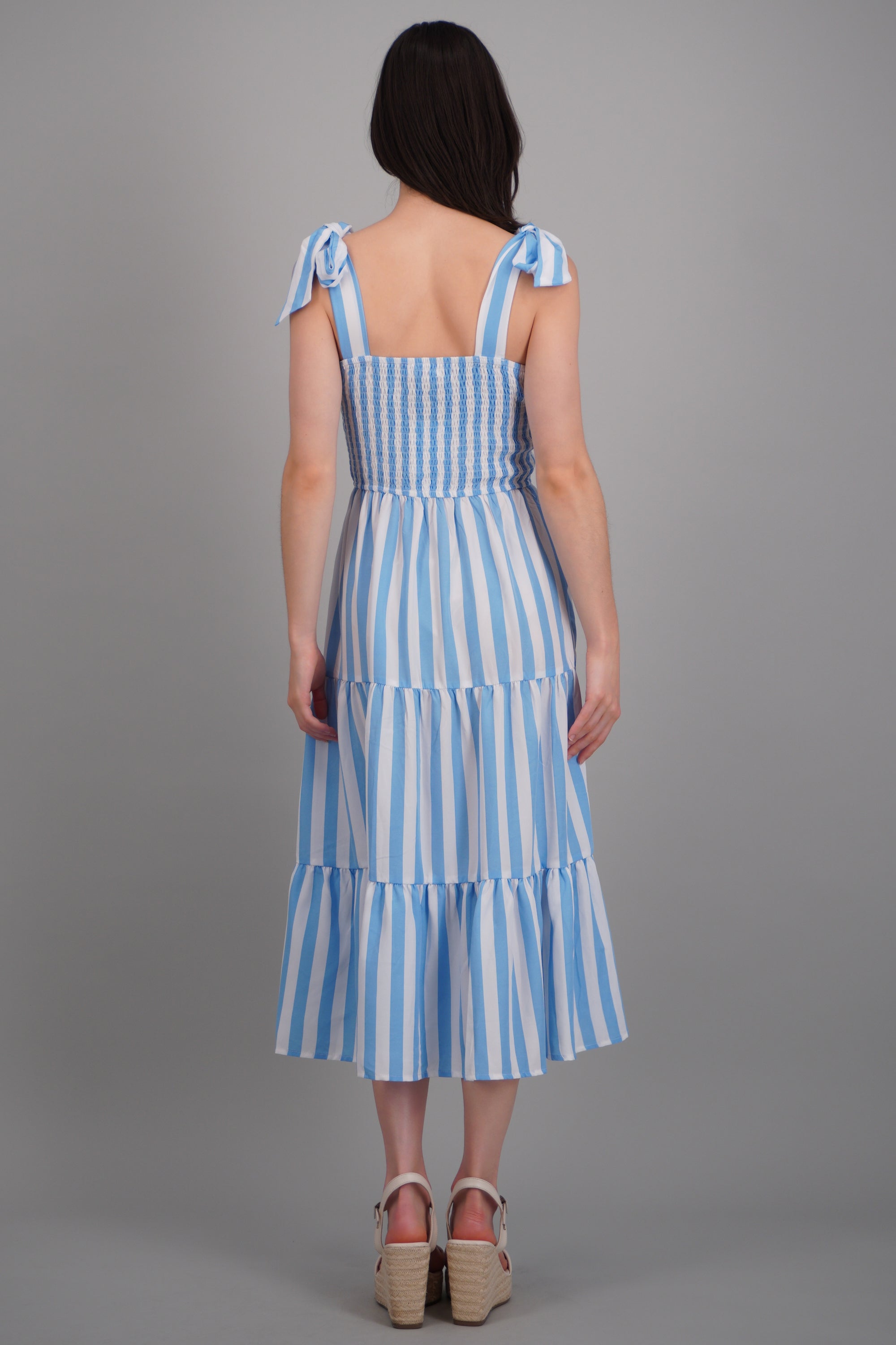 Vestido maxi smock rayas AZUL PASTEL
