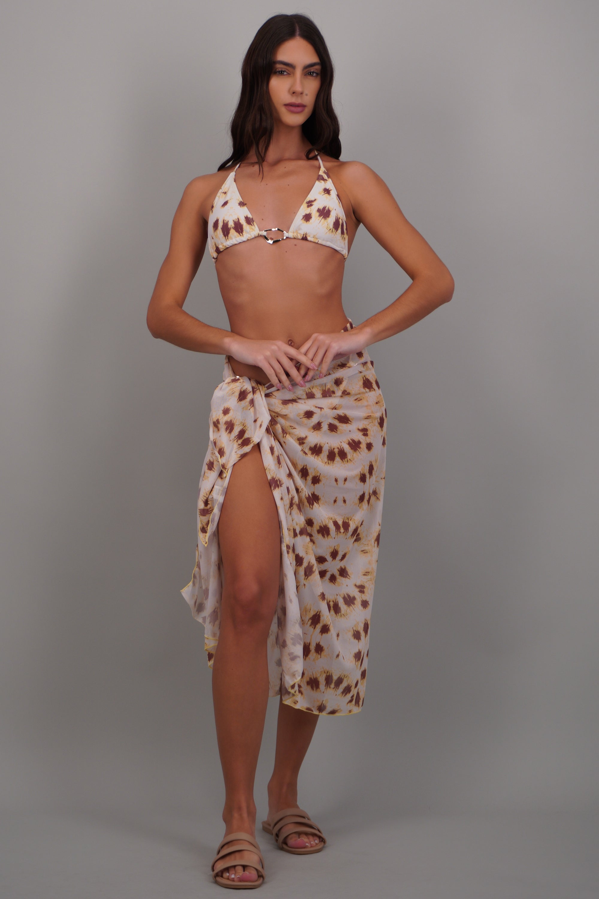 Bikini tres piezas estampado degradado AMARILLO