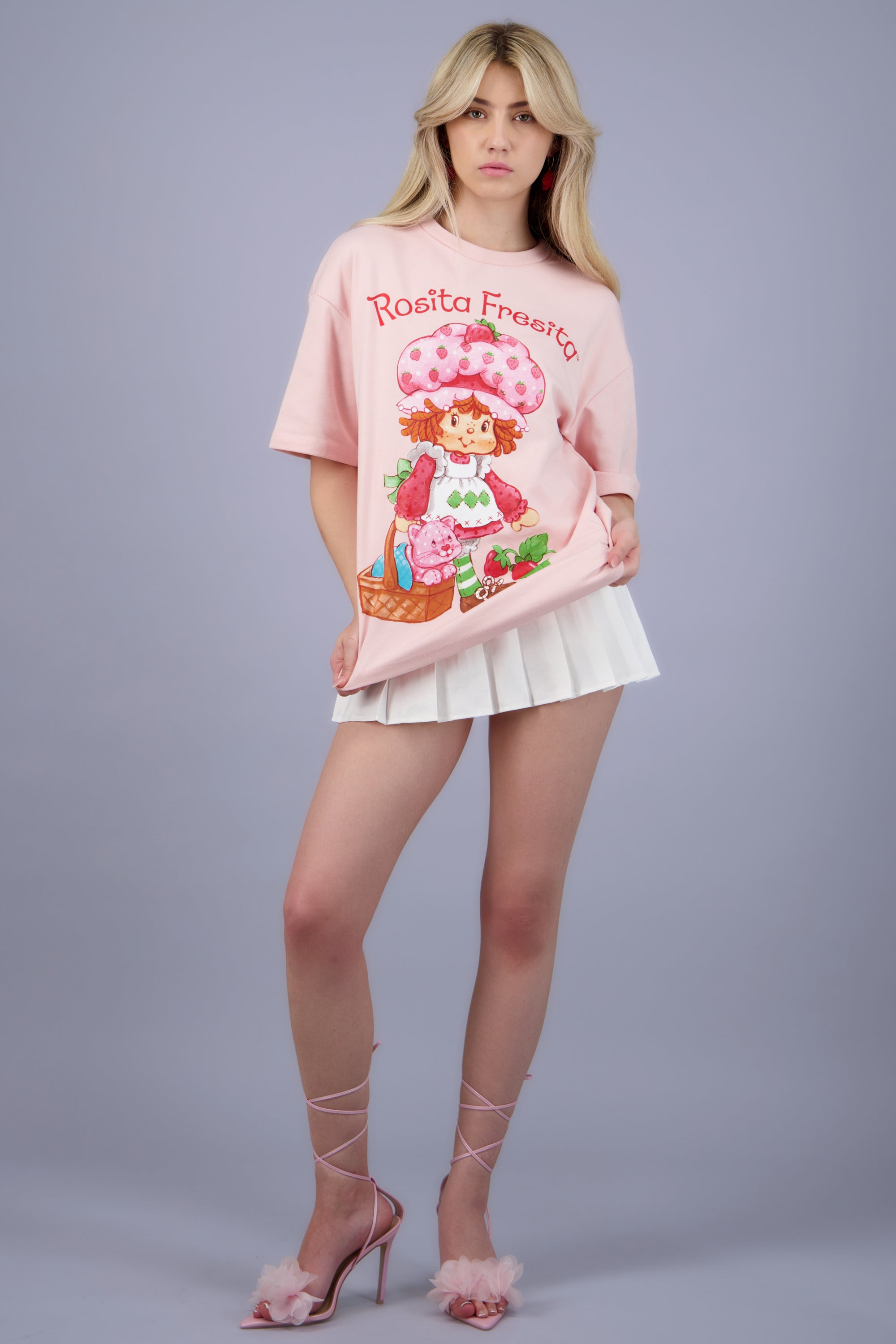 PLAYERA OVER ROSITA FRESITA ROSA PASTEL