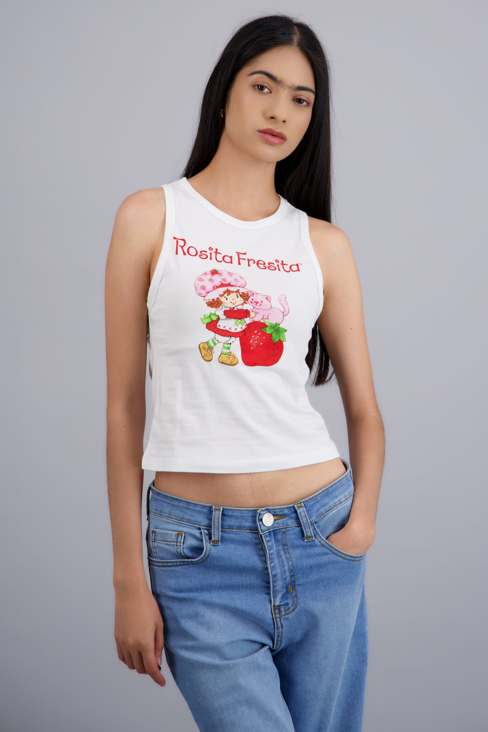 Top sin mangas Rosita fresita BLANCO