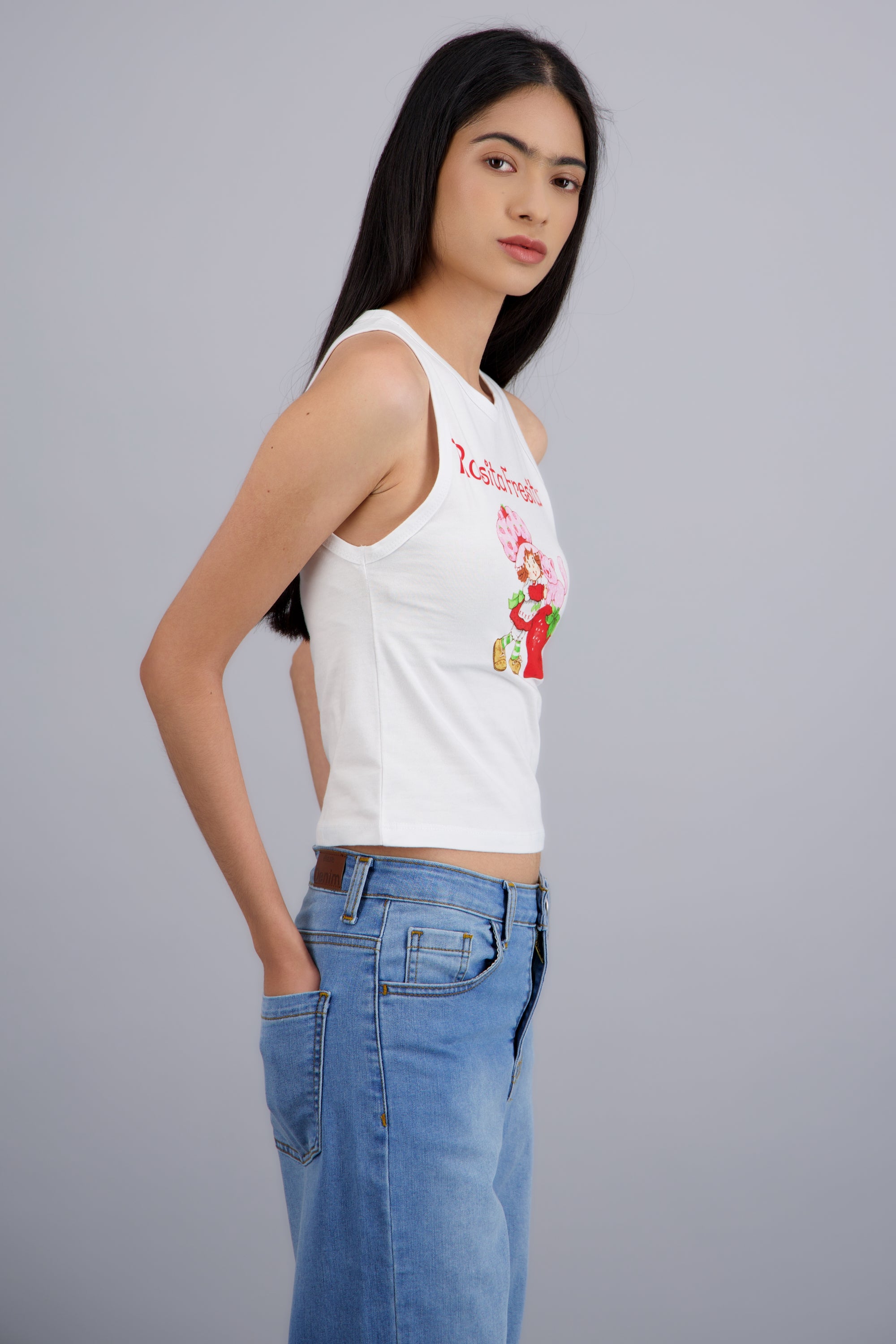 Top sin mangas Rosita fresita BLANCO