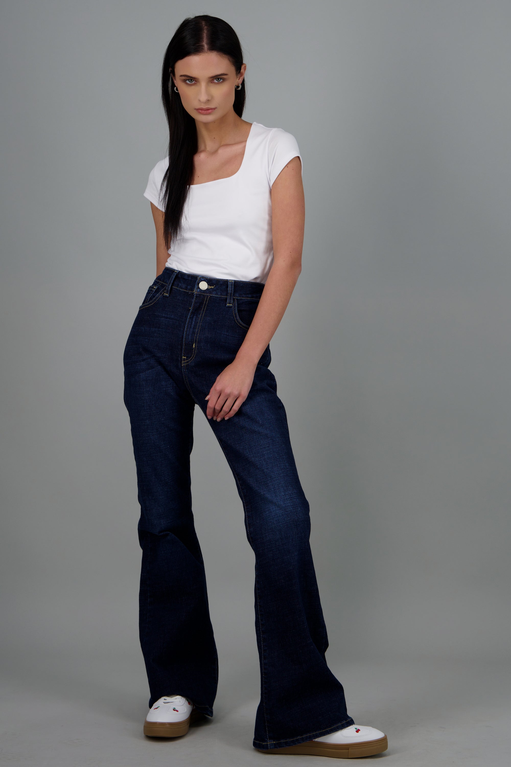 Jeans flare cintura alta DARK WASH