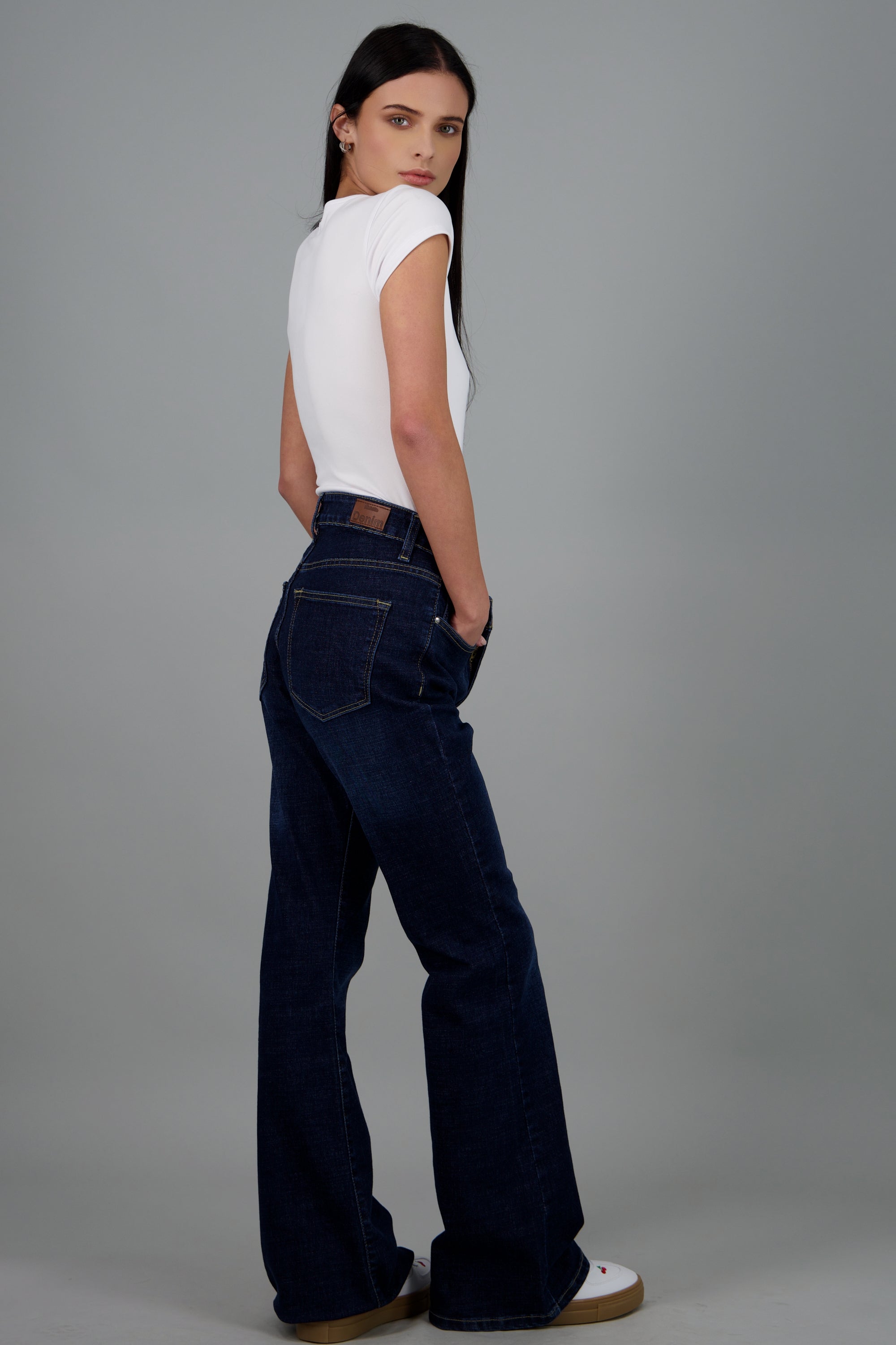 Jeans flare cintura alta DARK WASH