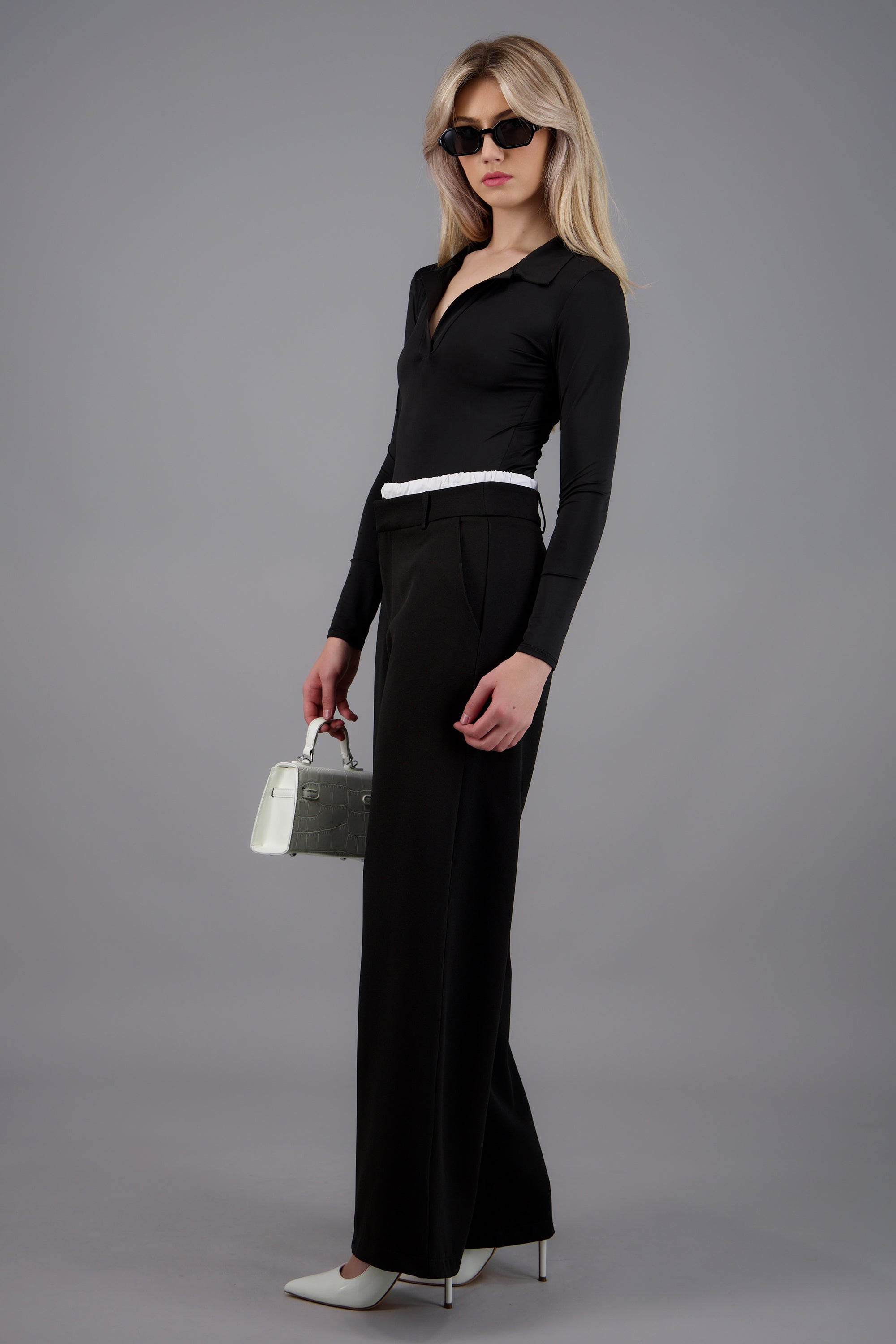 Pantalon sastre amplio NEGRO