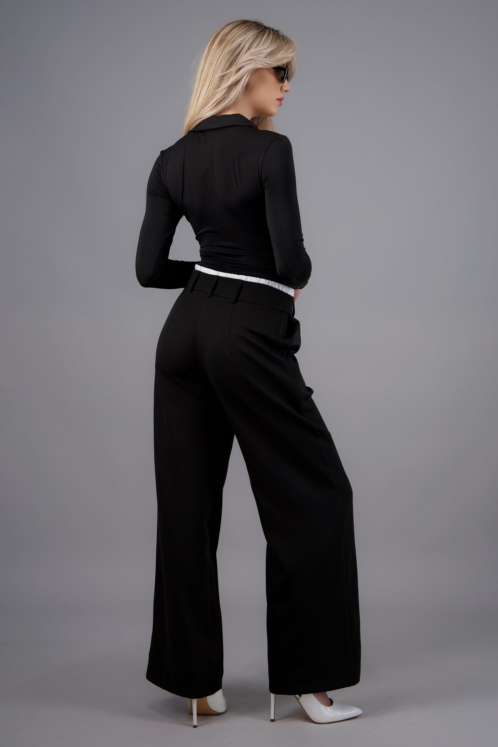 Pantalon sastre amplio NEGRO