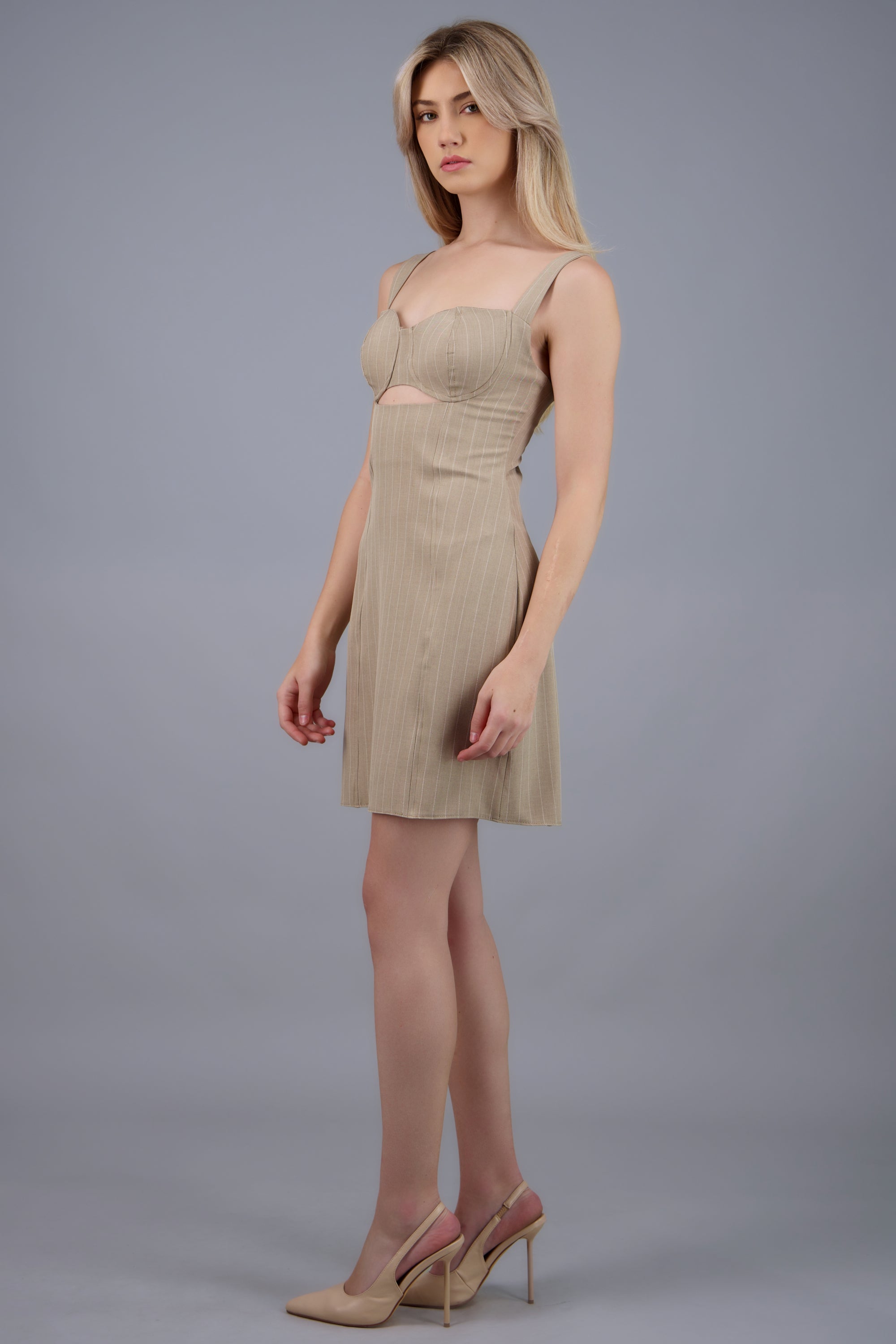 Vestido mini de rayas con copas CAFE