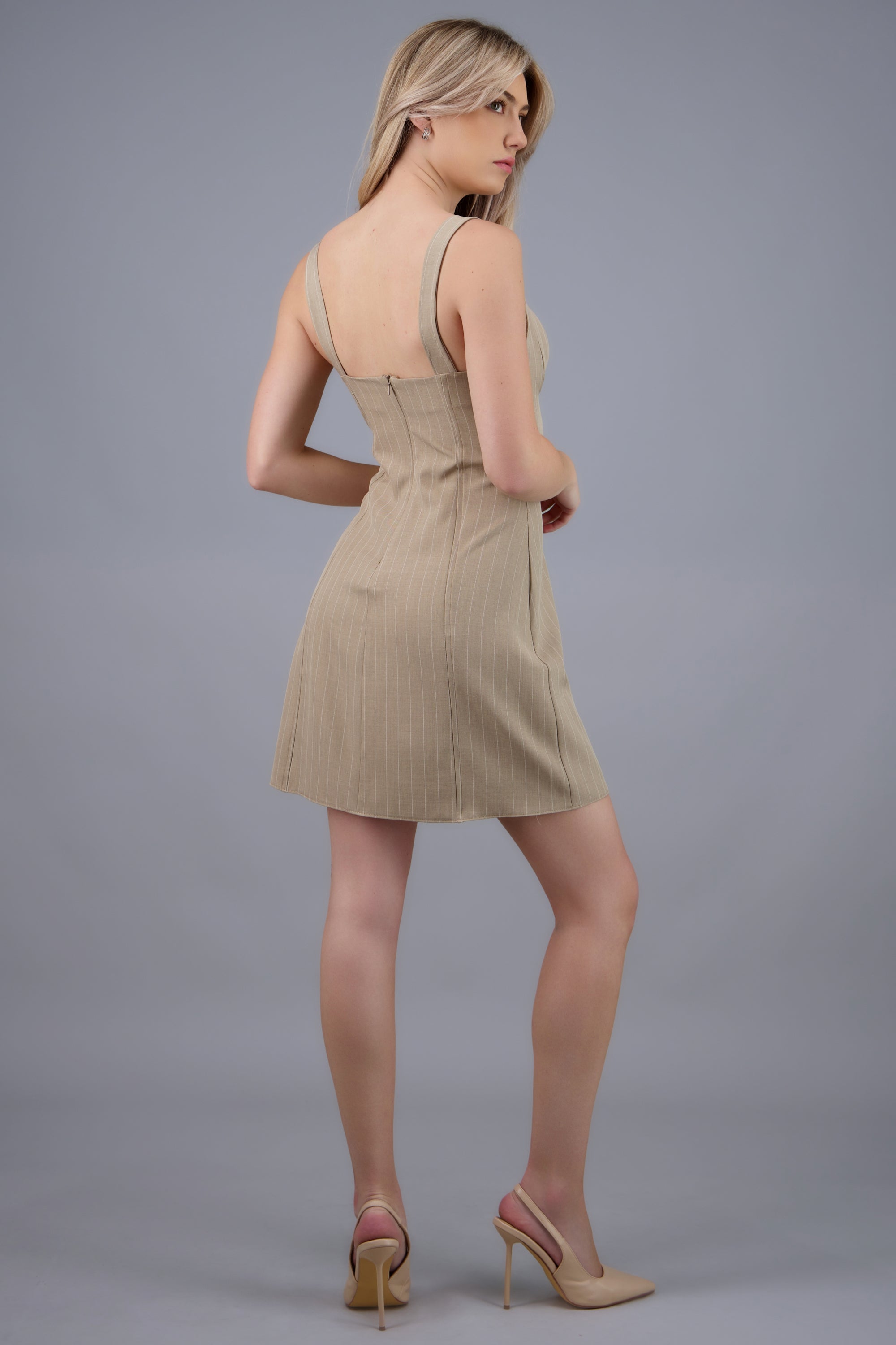 Vestido mini de rayas con copas CAFE