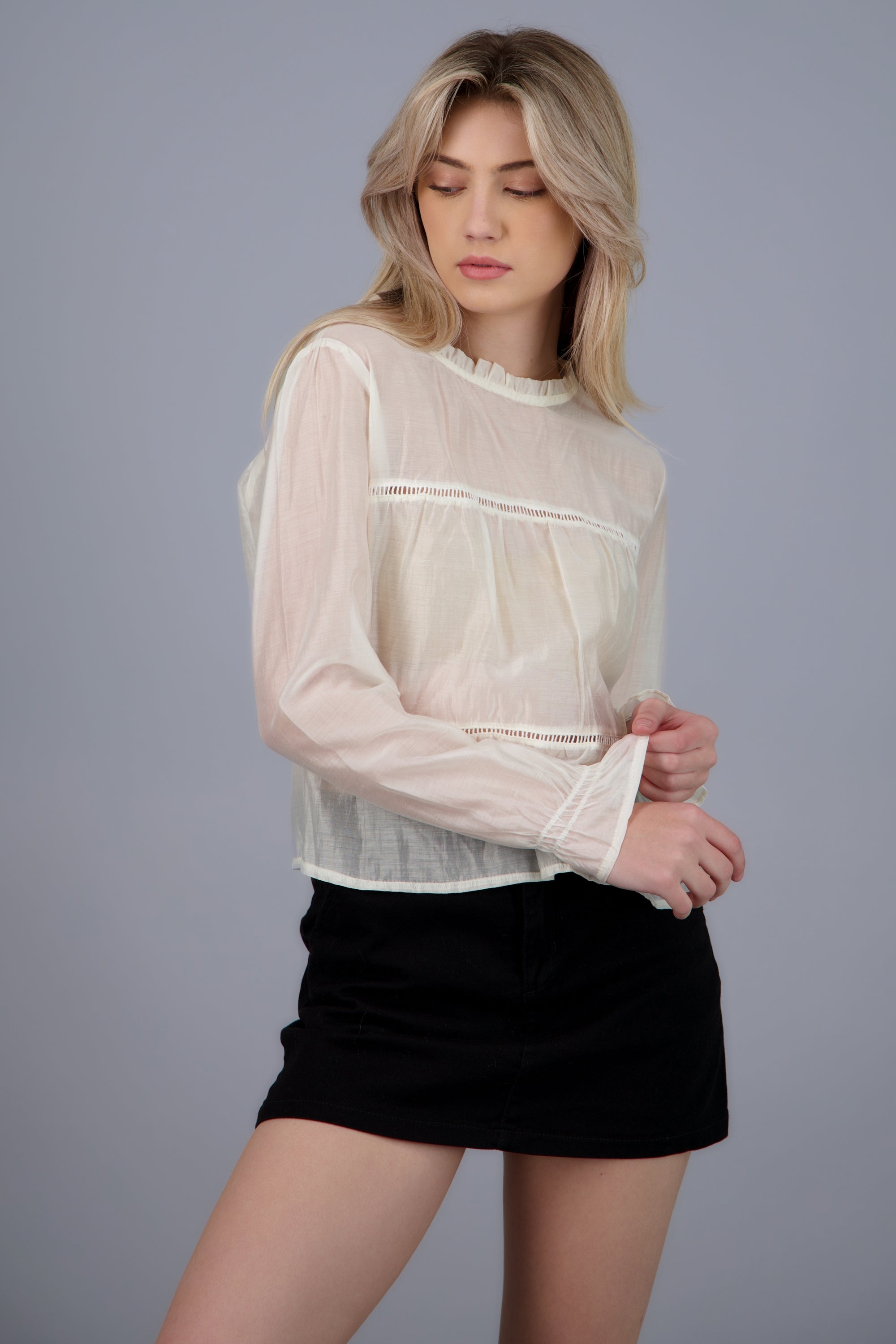 Blusa holgada de manga larga BLANCO