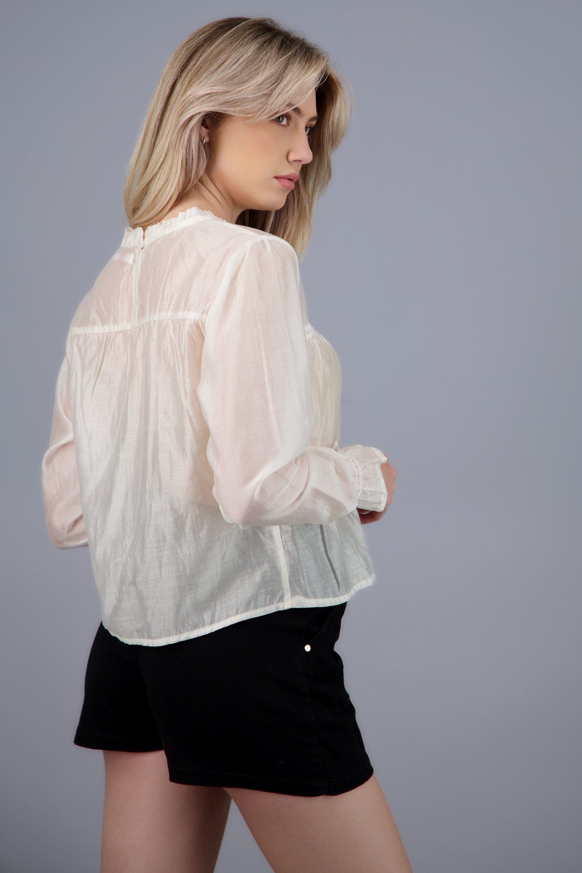 Blusa holgada de manga larga BLANCO