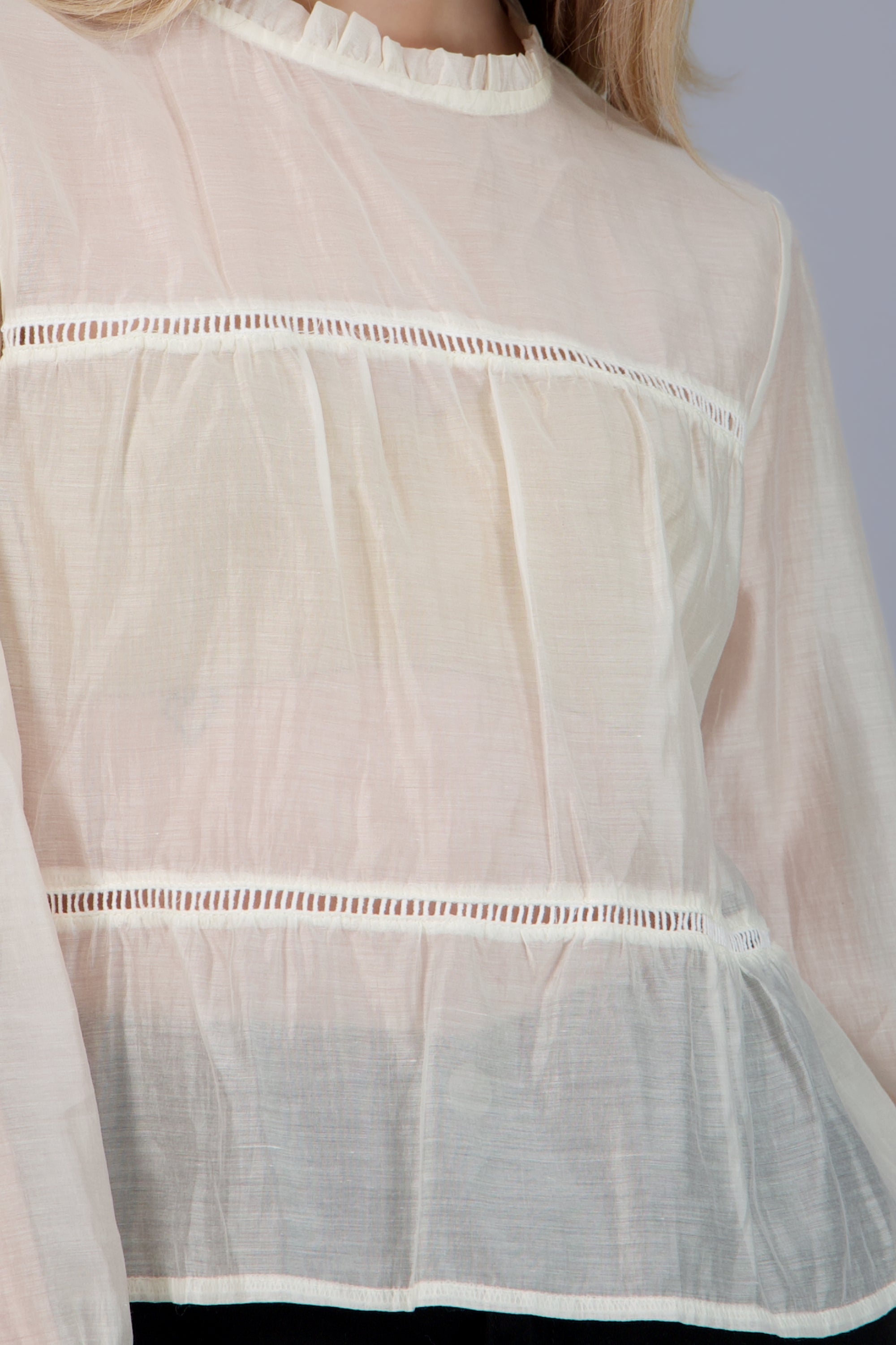 Blusa holgada de manga larga BLANCO