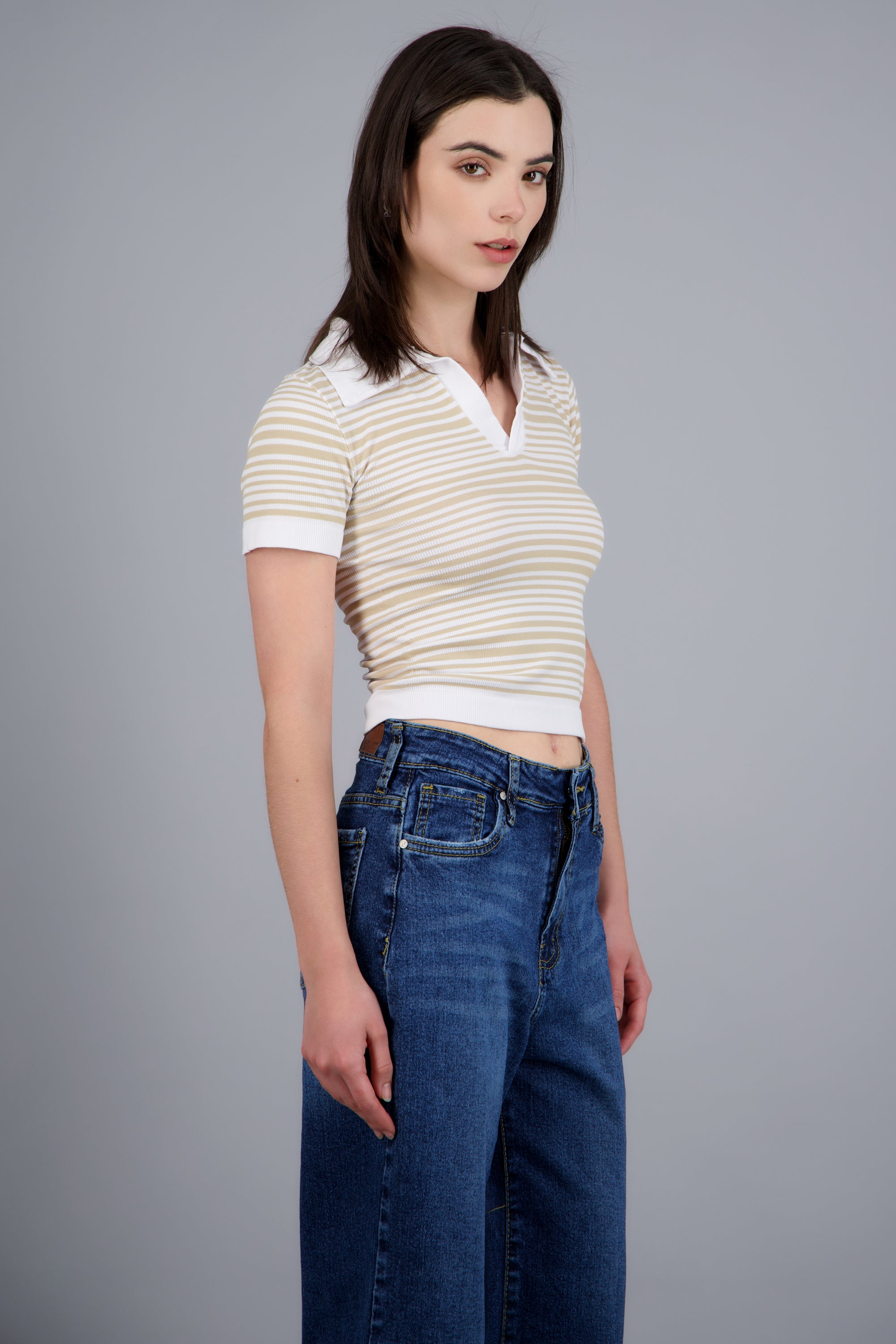 Top de rayas seamless cuello polo ARENA