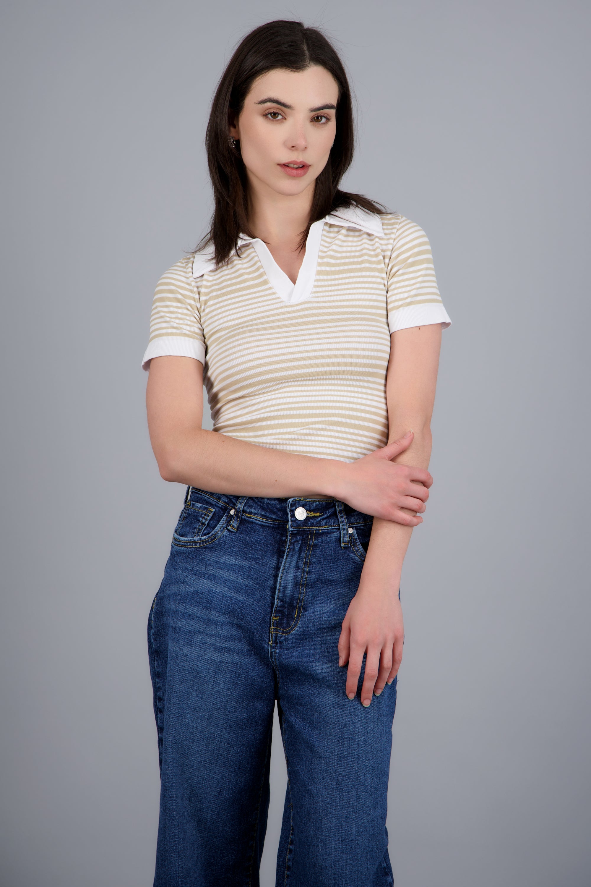 Top de rayas seamless cuello polo ARENA