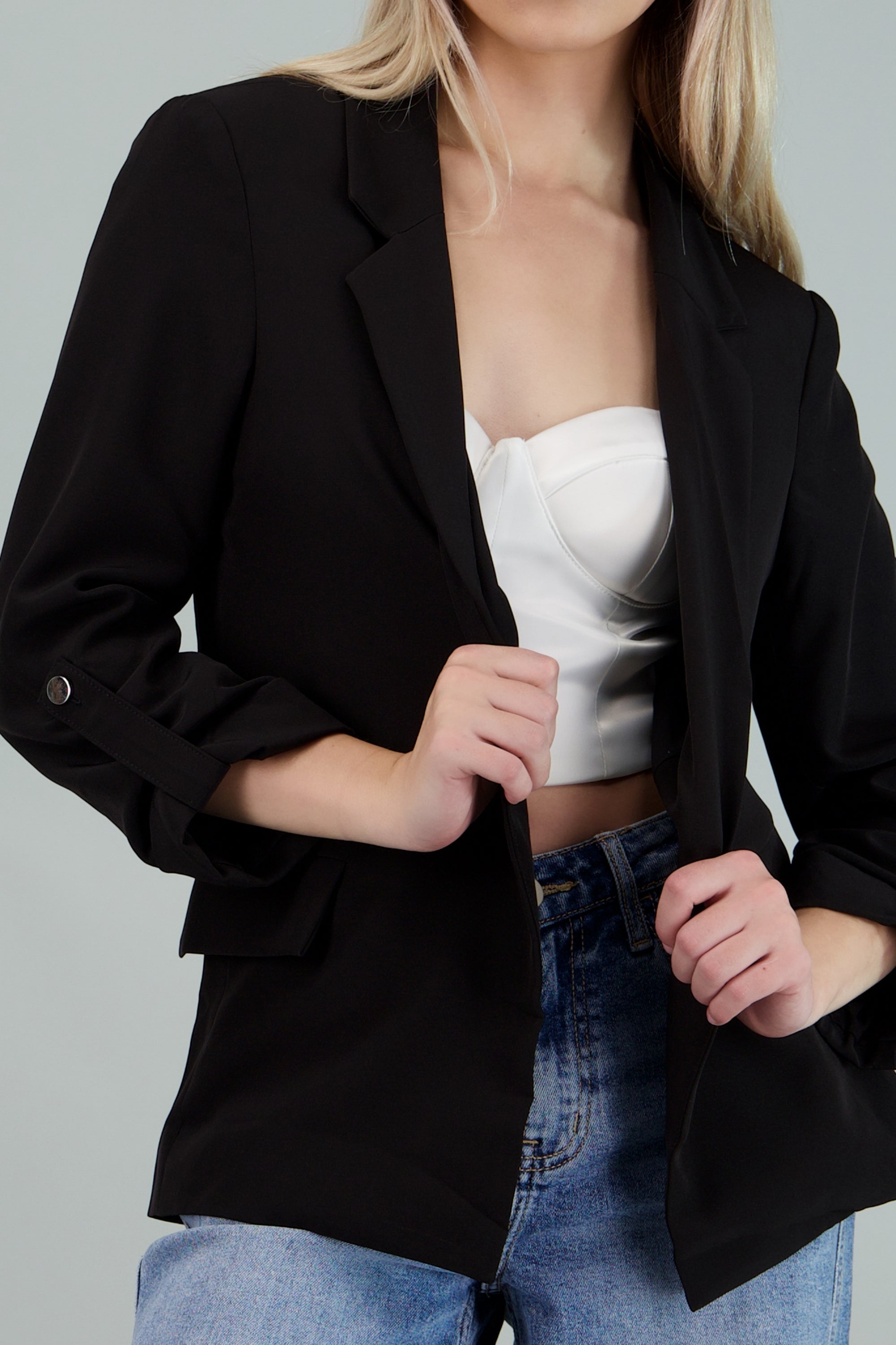 Blazer con elevador liso NEGRO