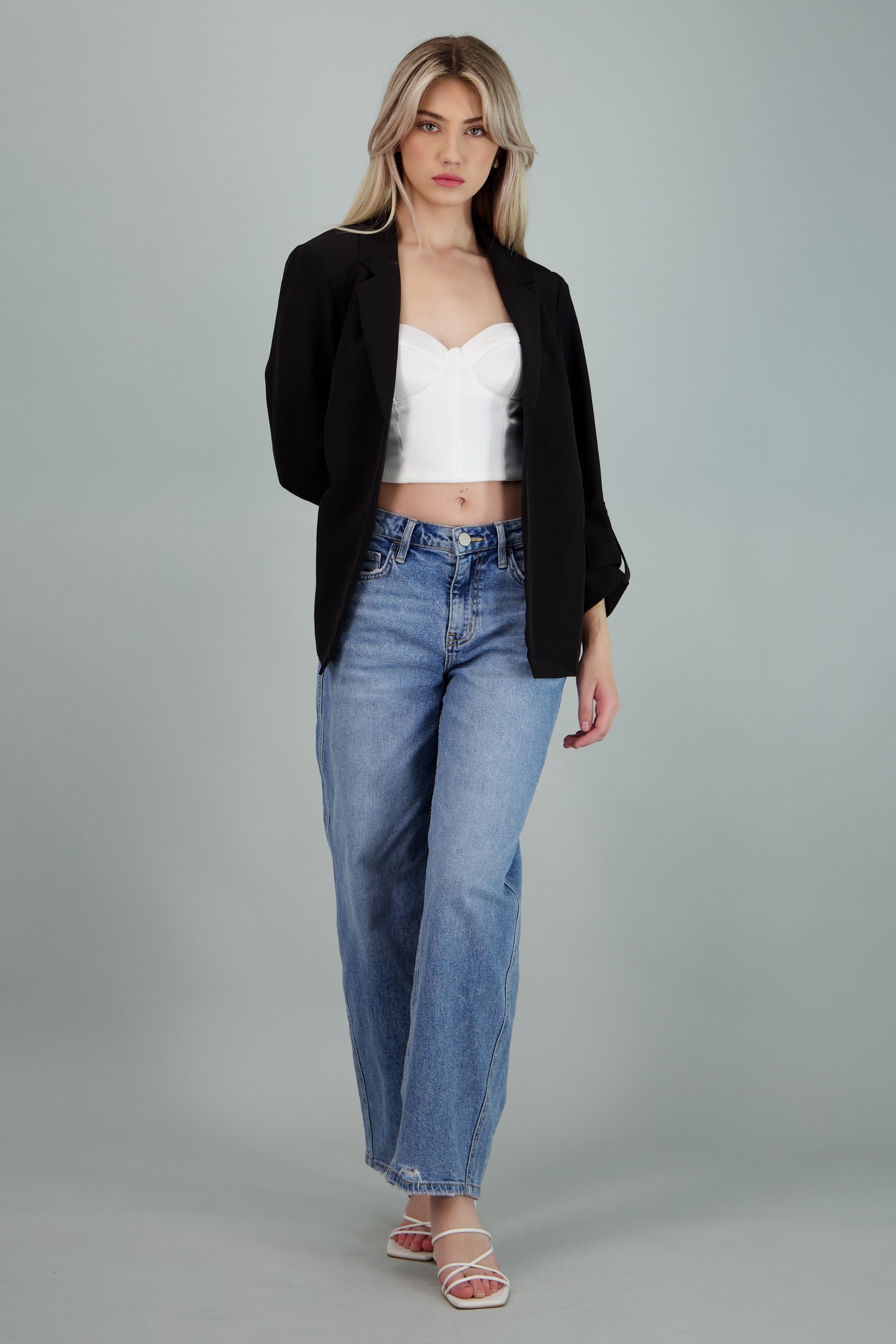 Blazer con elevador liso NEGRO