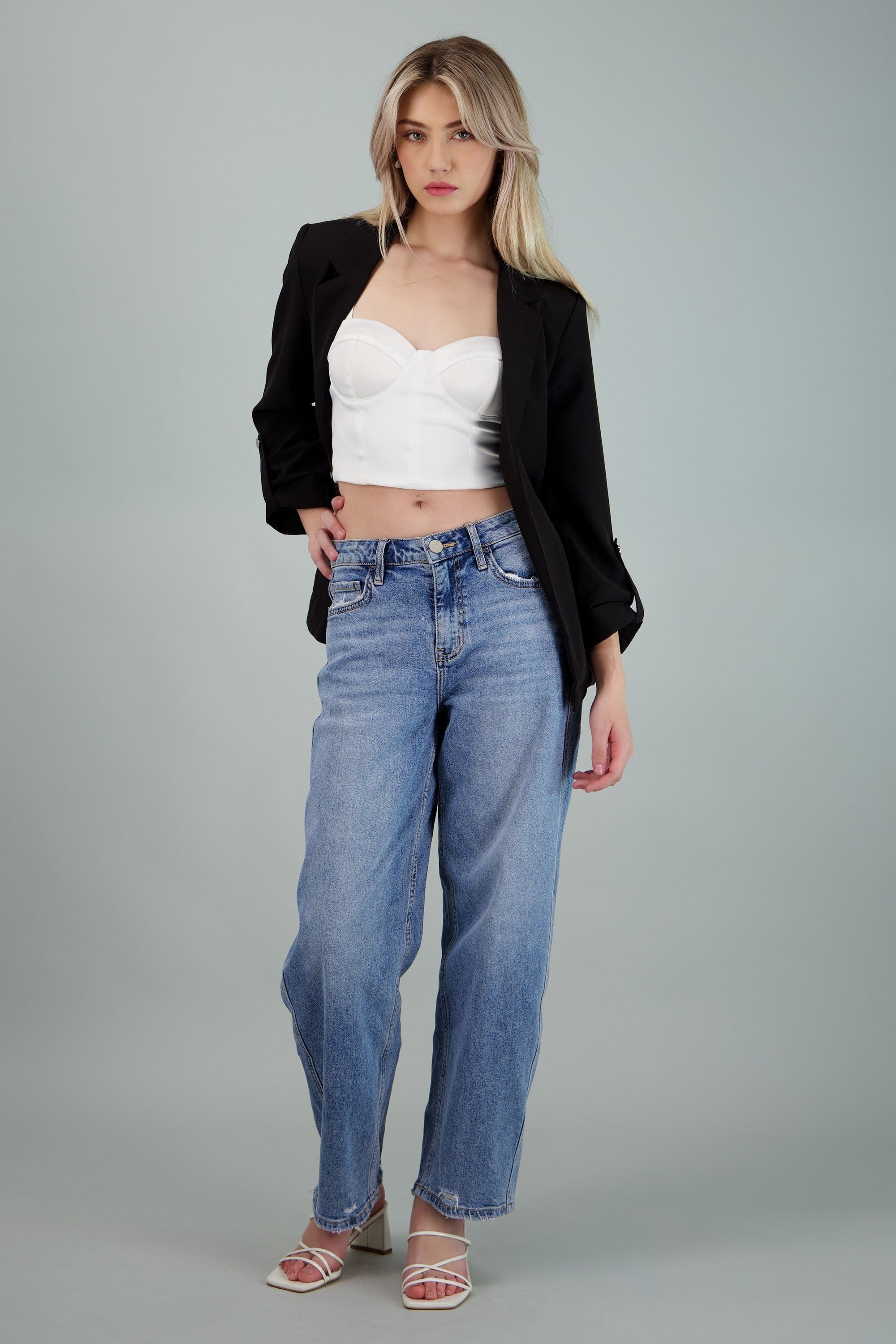 Blazer con elevador liso NEGRO